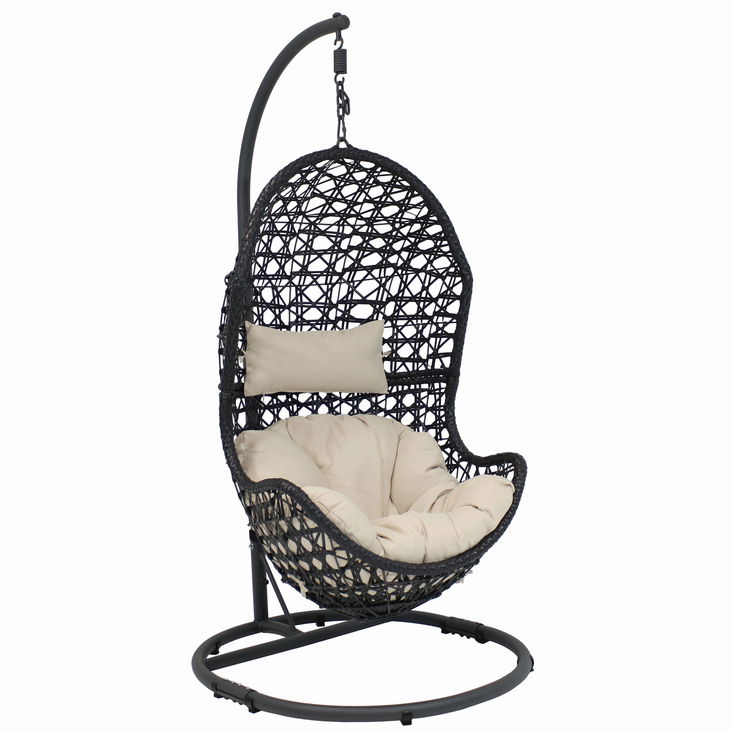 Sunnydaze Cordelia Hanging Egg Chair with Steel Stand and Cushionegg swing chair for outdoor use