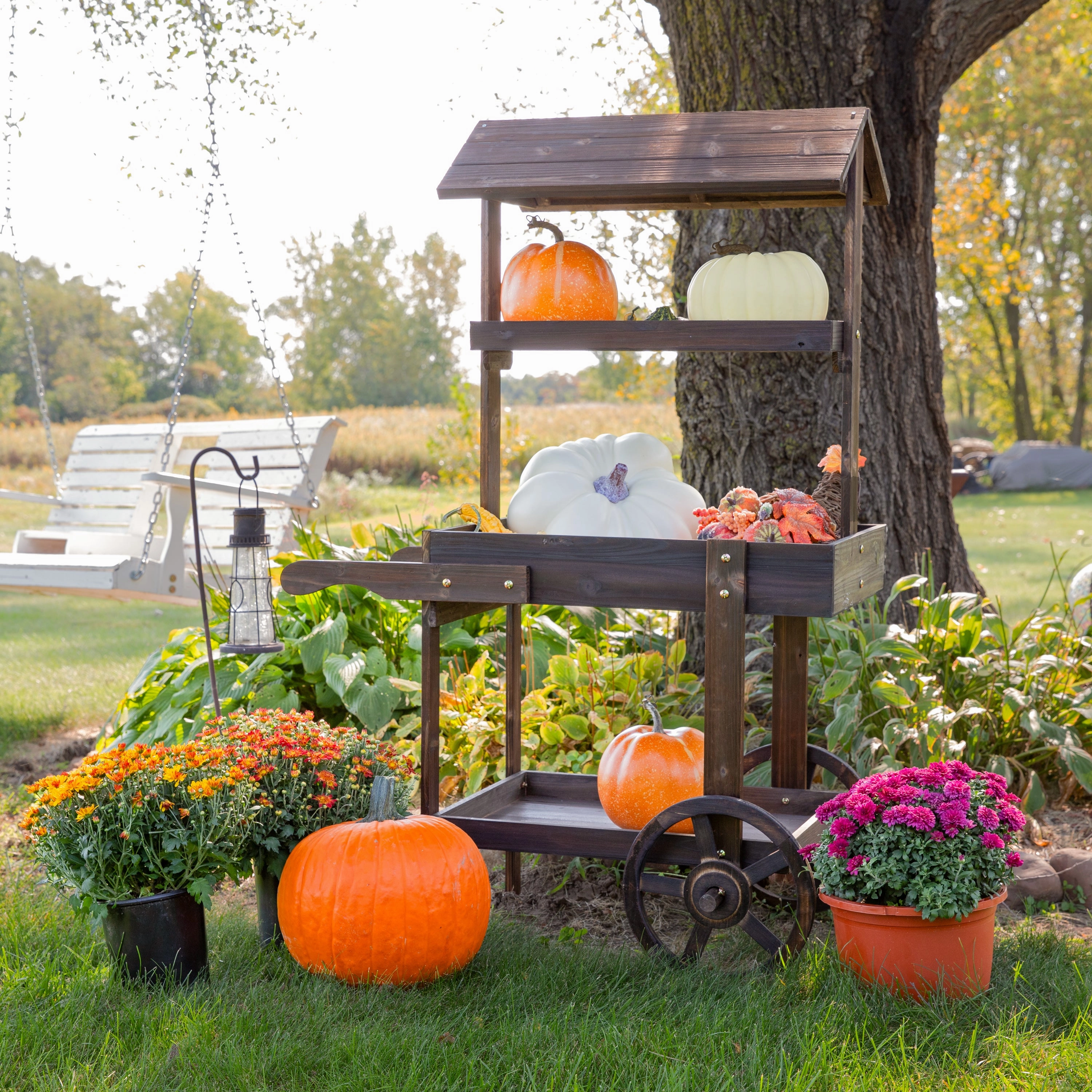Sunnydaze Country Market Flower Cart Display Stand - 49.25 H
