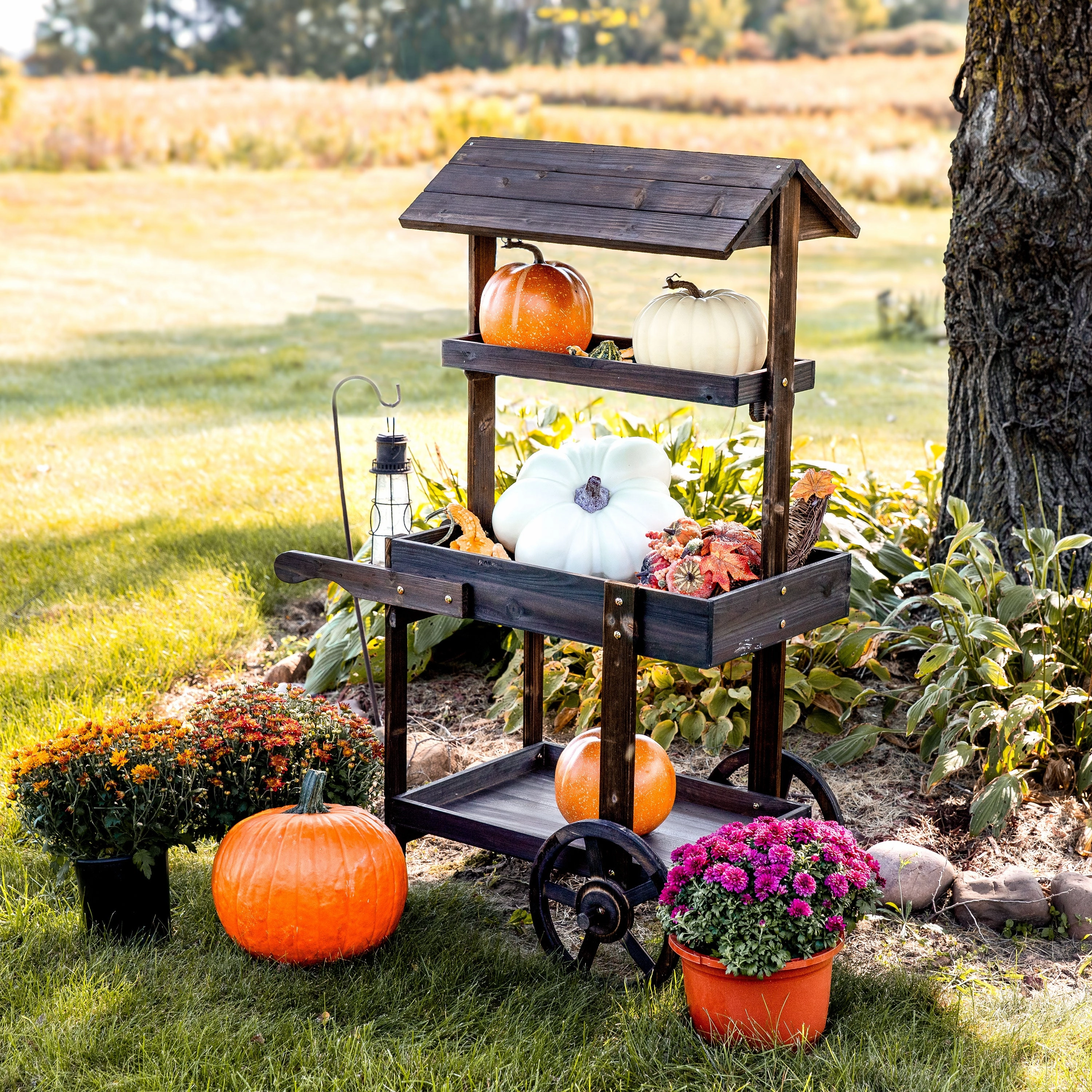 Sunnydaze Country Market Flower Cart Display Stand - 49.25 H