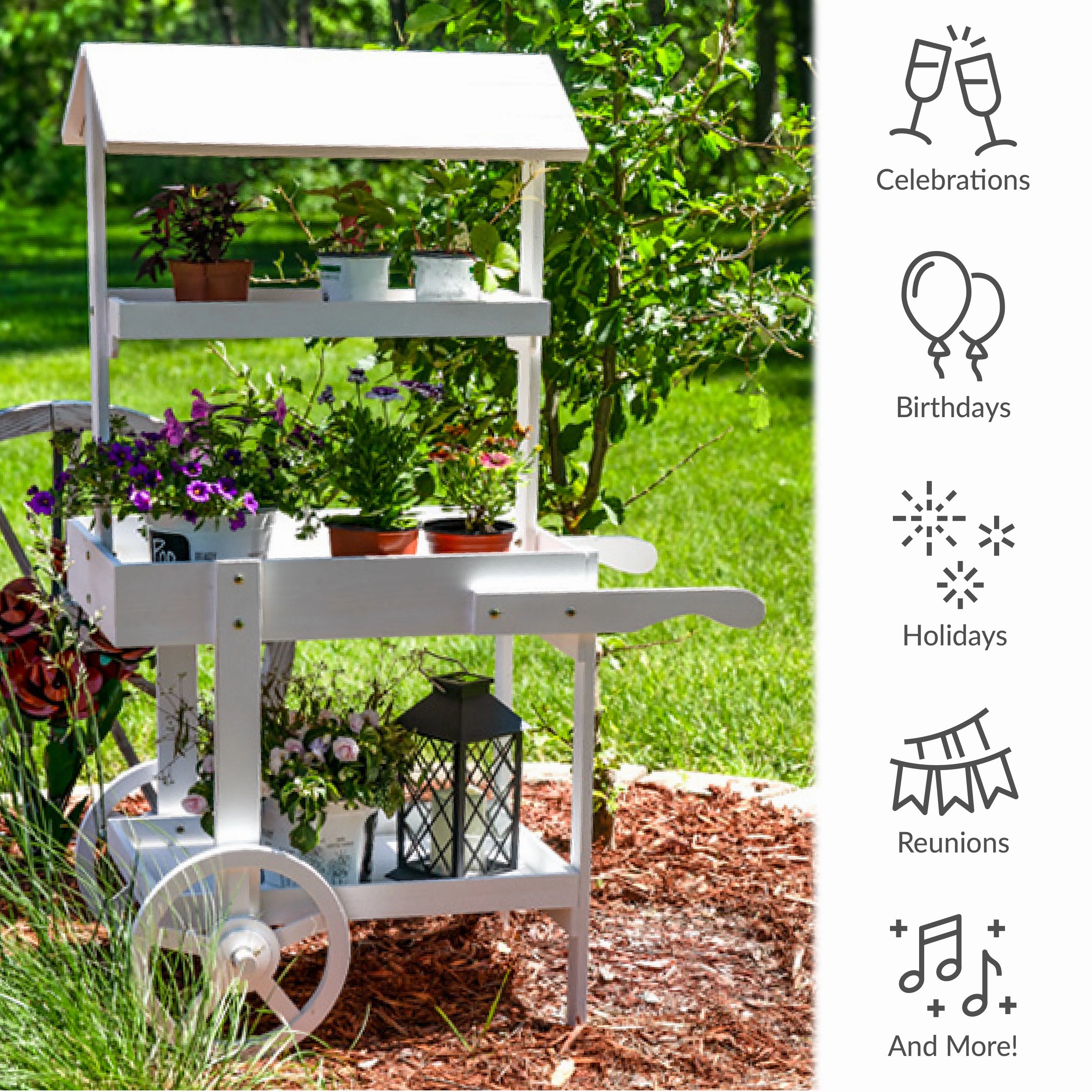 Sunnydaze Country Market Flower Cart Display Stand - 49.25 H