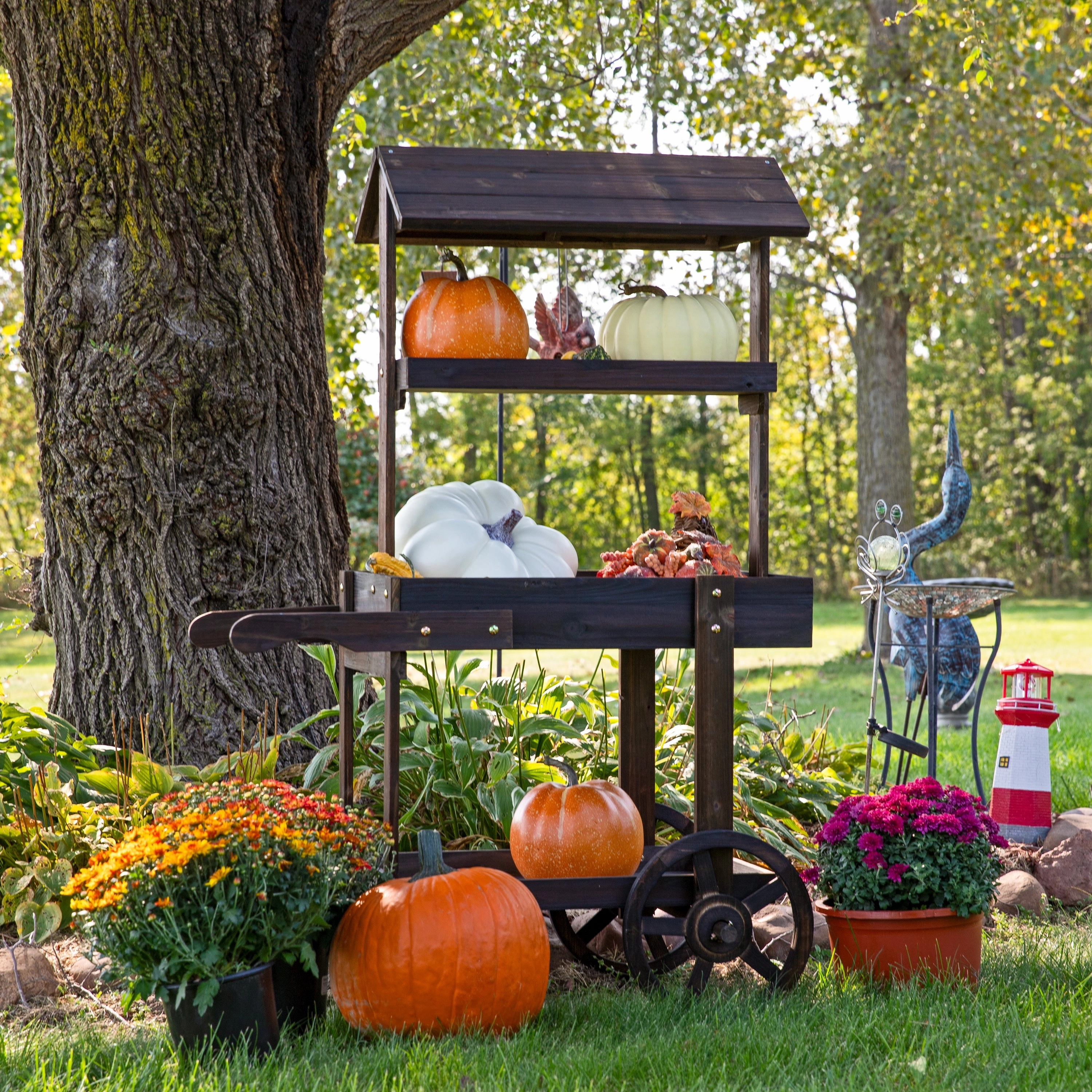 Sunnydaze Country Market Flower Cart Display Stand - 49.25 H