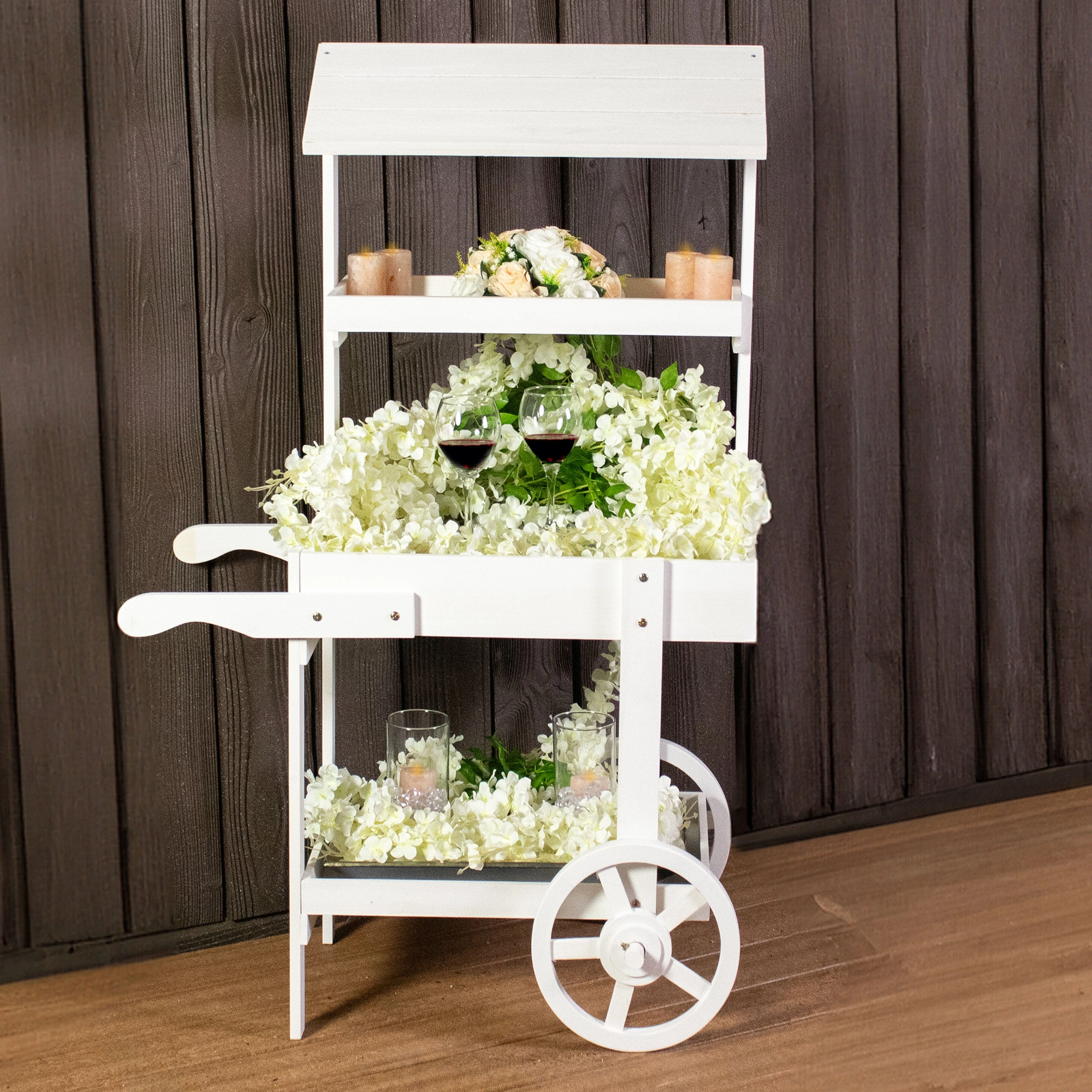 Sunnydaze Country Market Flower Cart Display Stand - 49.25 H