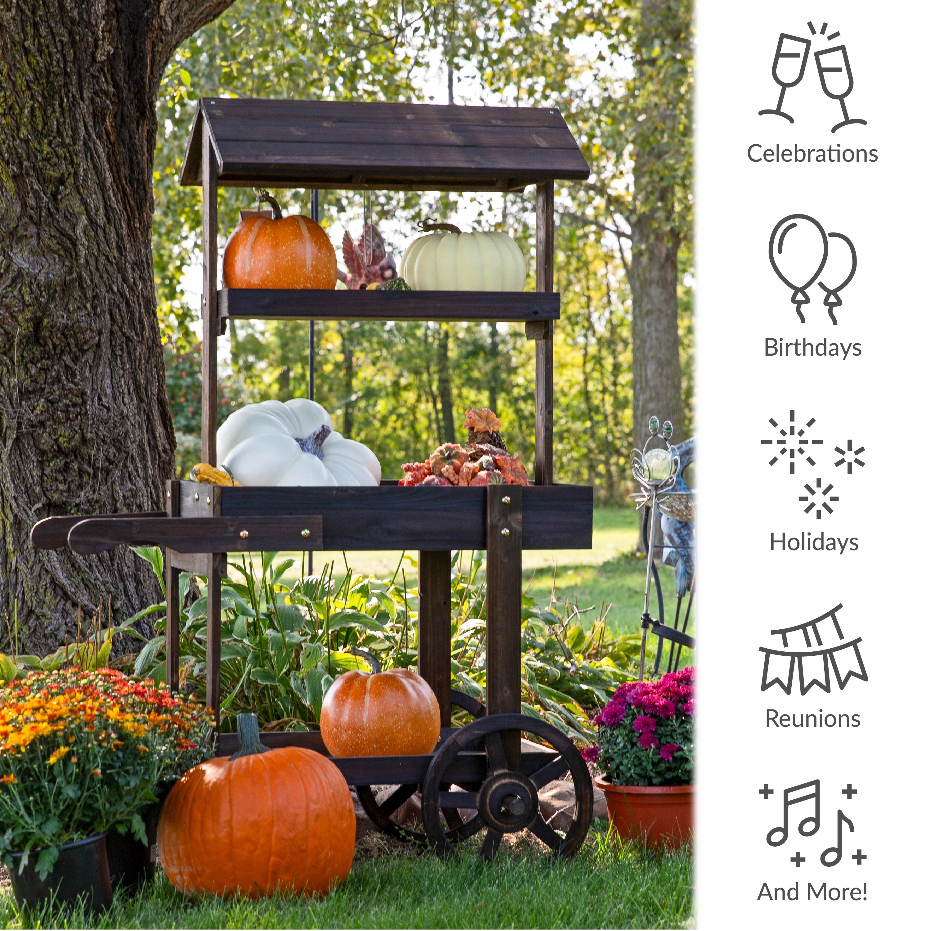 Sunnydaze Country Market Flower Cart Display Stand - 49.25 H
