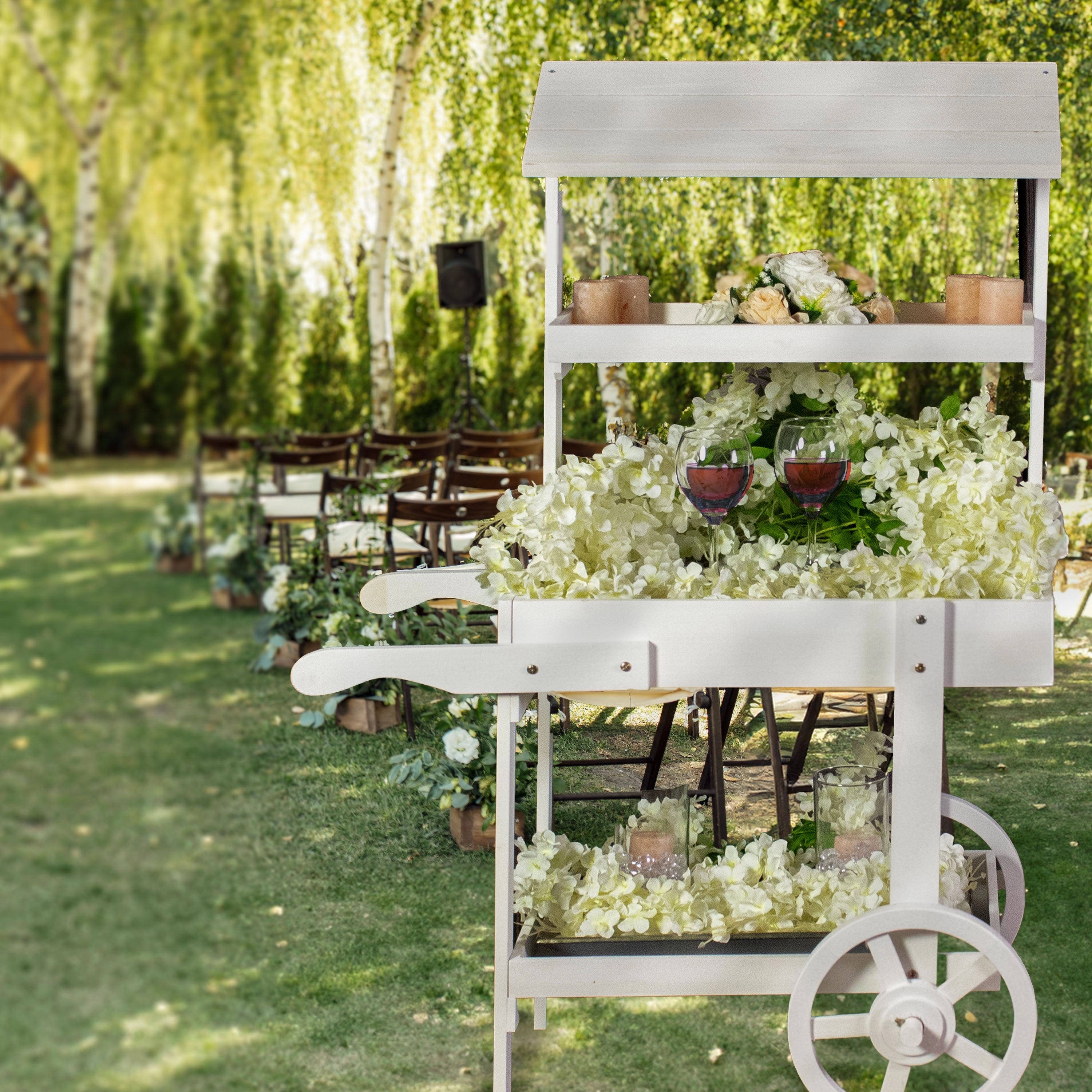 Sunnydaze Country Market Flower Cart Display Stand - 49.25 H