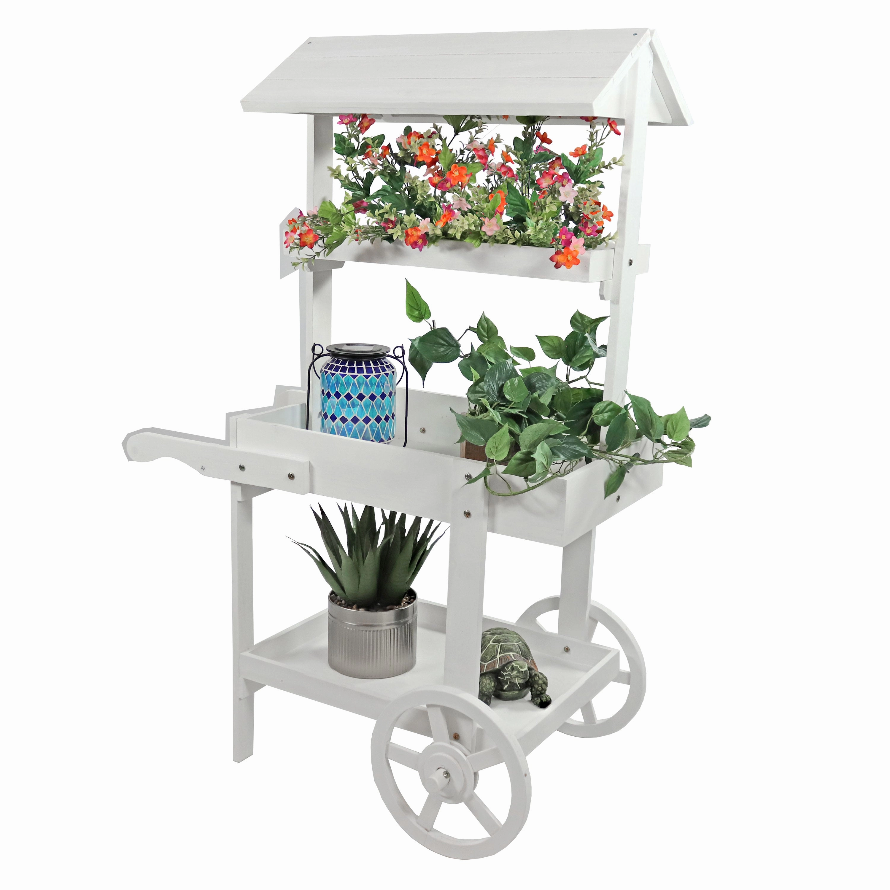 Sunnydaze Country Market Flower Cart Display Stand - 49.25 H