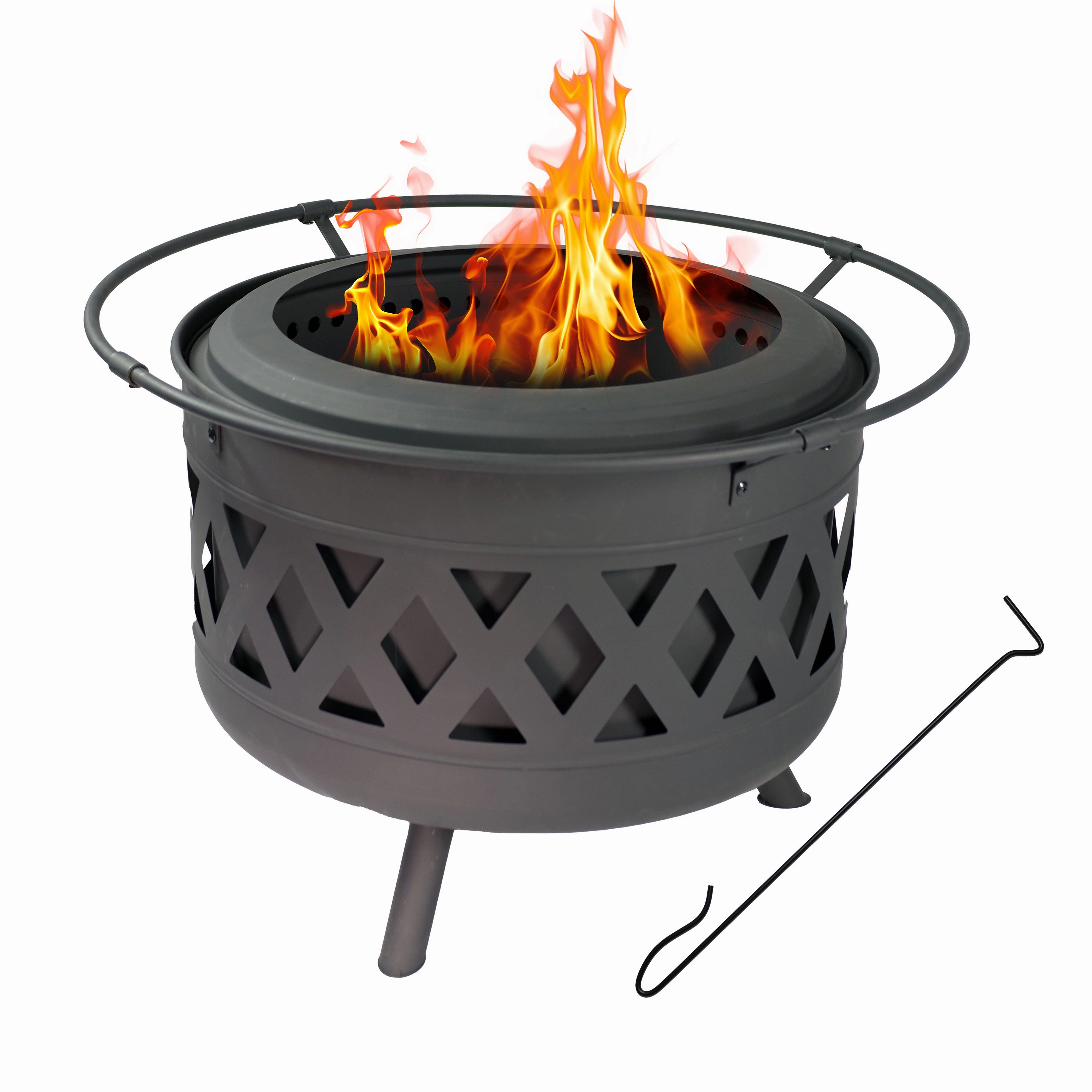 Sunnydaze Crossweave Outdoor Smokeless Fire Pit - 30"portable outdoor fire pit with lid