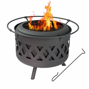 Sunnydaze Crossweave Outdoor Smokeless Fire Pit - 30"portable outdoor fire pit with lid
