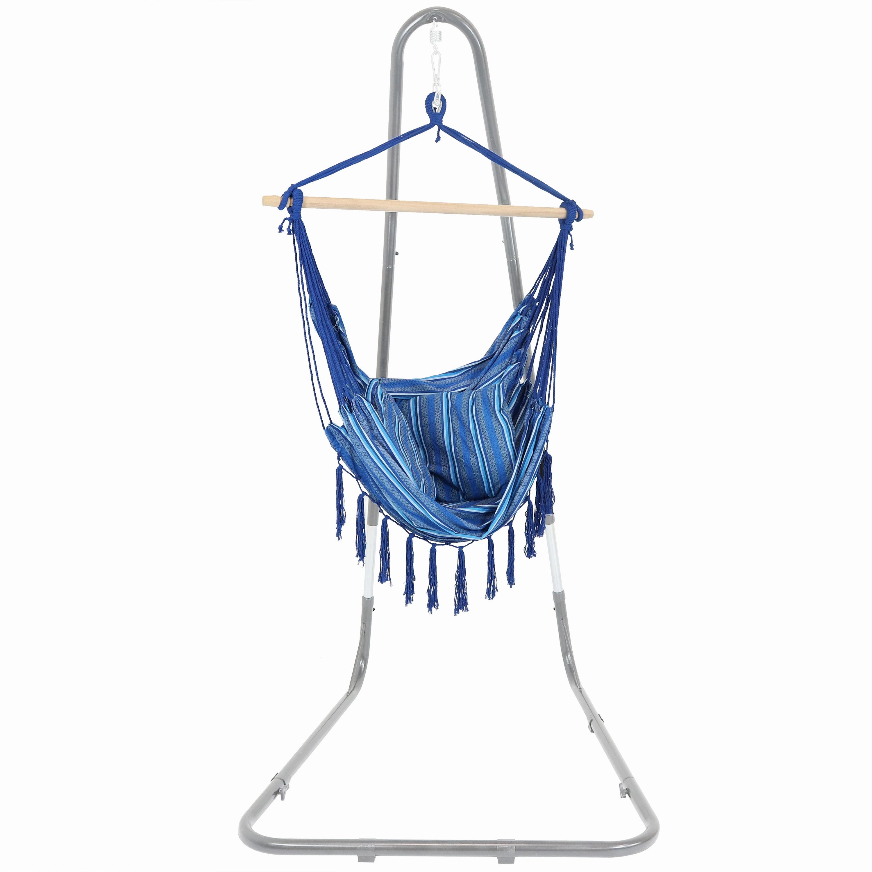 Sunnydaze Cushioned Hanging Hammock Chair - Cornflower Stripes