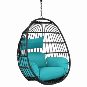 Sunnydaze Dalia Outdoor Hanging Egg Chair with Seat Cushions - 45"egg swing chair for outdoor use
