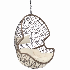 Sunnydaze Danielle Outdoor Hanging Egg Chair with Cushionegg swing chair for outdoor use