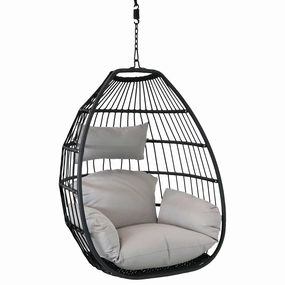 Sunnydaze Delaney Outdoor Hanging Egg Chair with Seat Cushions - 50"egg swing chair for outdoor use