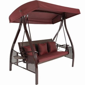 Sunnydaze Deluxe 3-Person Patio Swing with Canopy and Side Tablesoutdoor patio furniture set