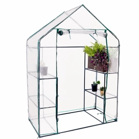 Sunnydaze Deluxe Walk-In Greenhouse with 4 Shelves for Outdoors - Clear decorative outdoor planter box designs
