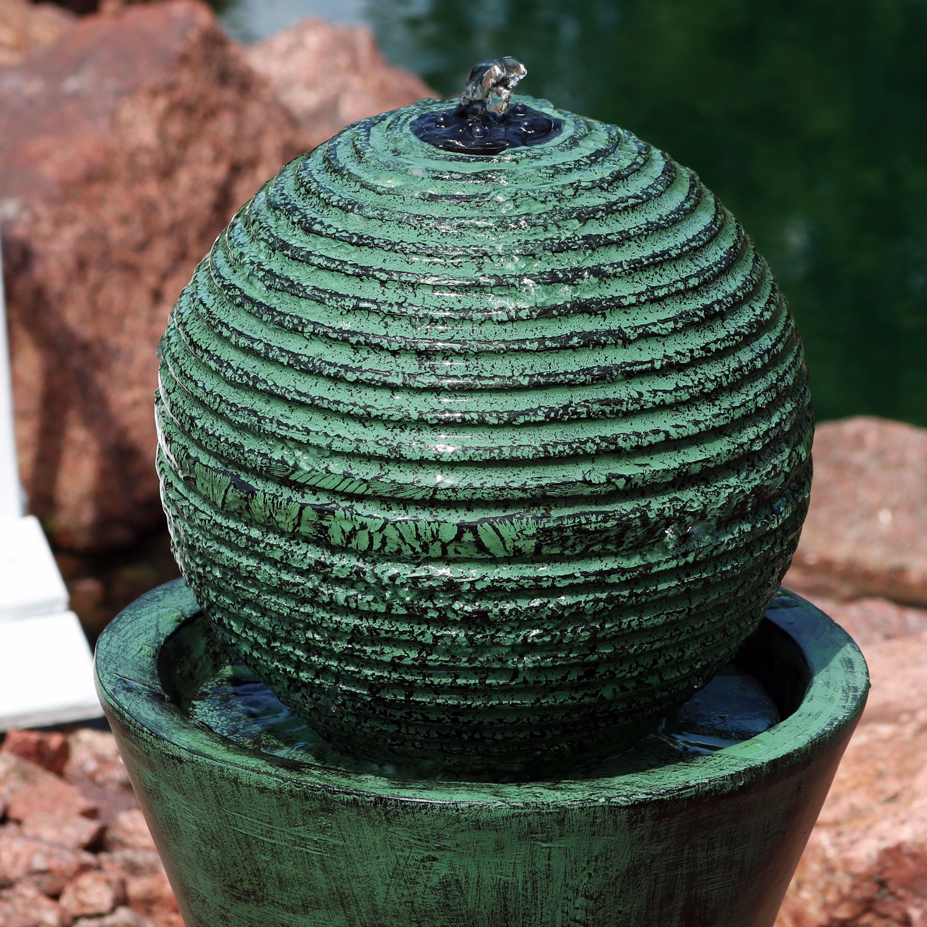 Sunnydaze Desert Spring Solar Powered Fountain with Battery Backup - 30"
