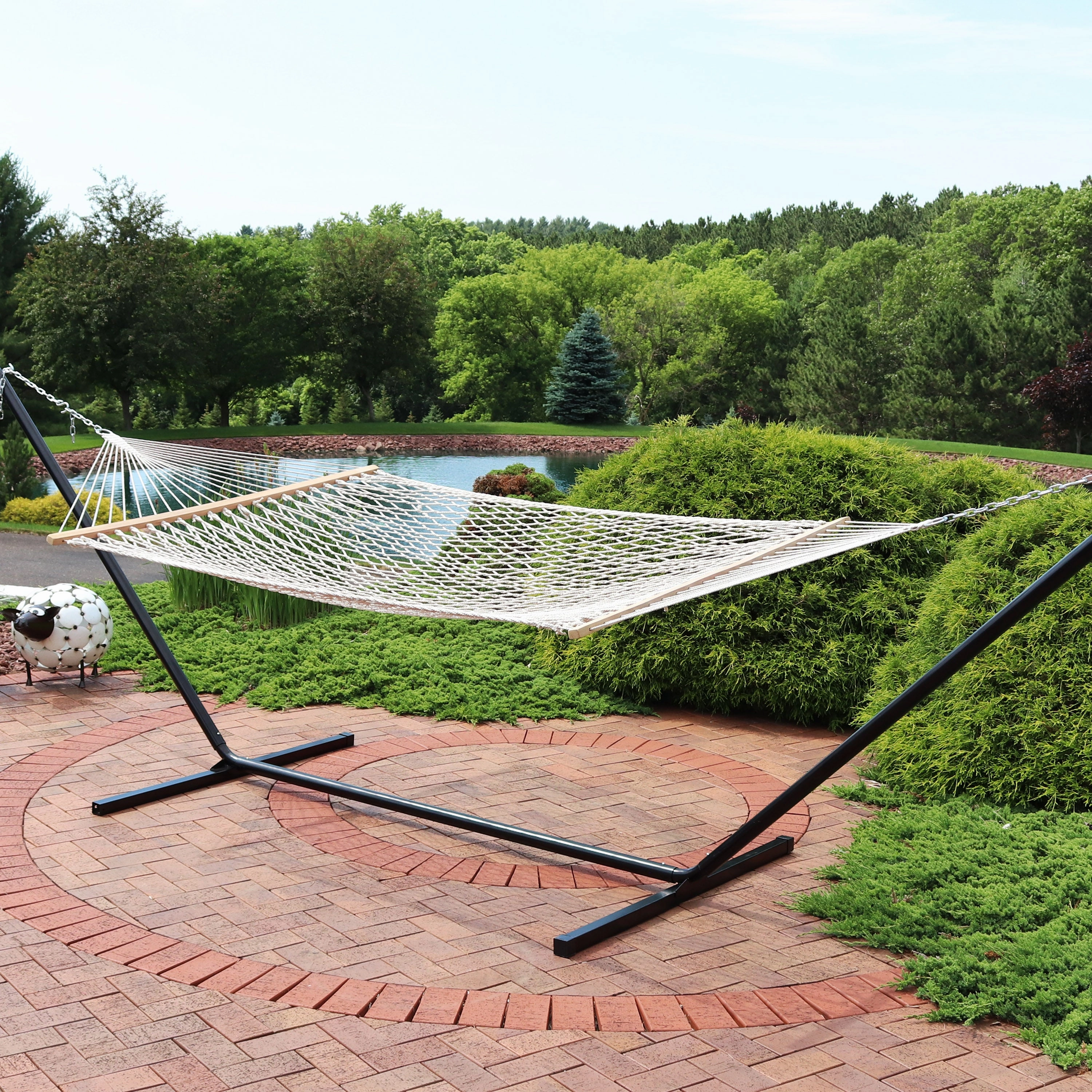 Sunnydaze Double Wide 2-Person Rope Hammock with 15' Stand
