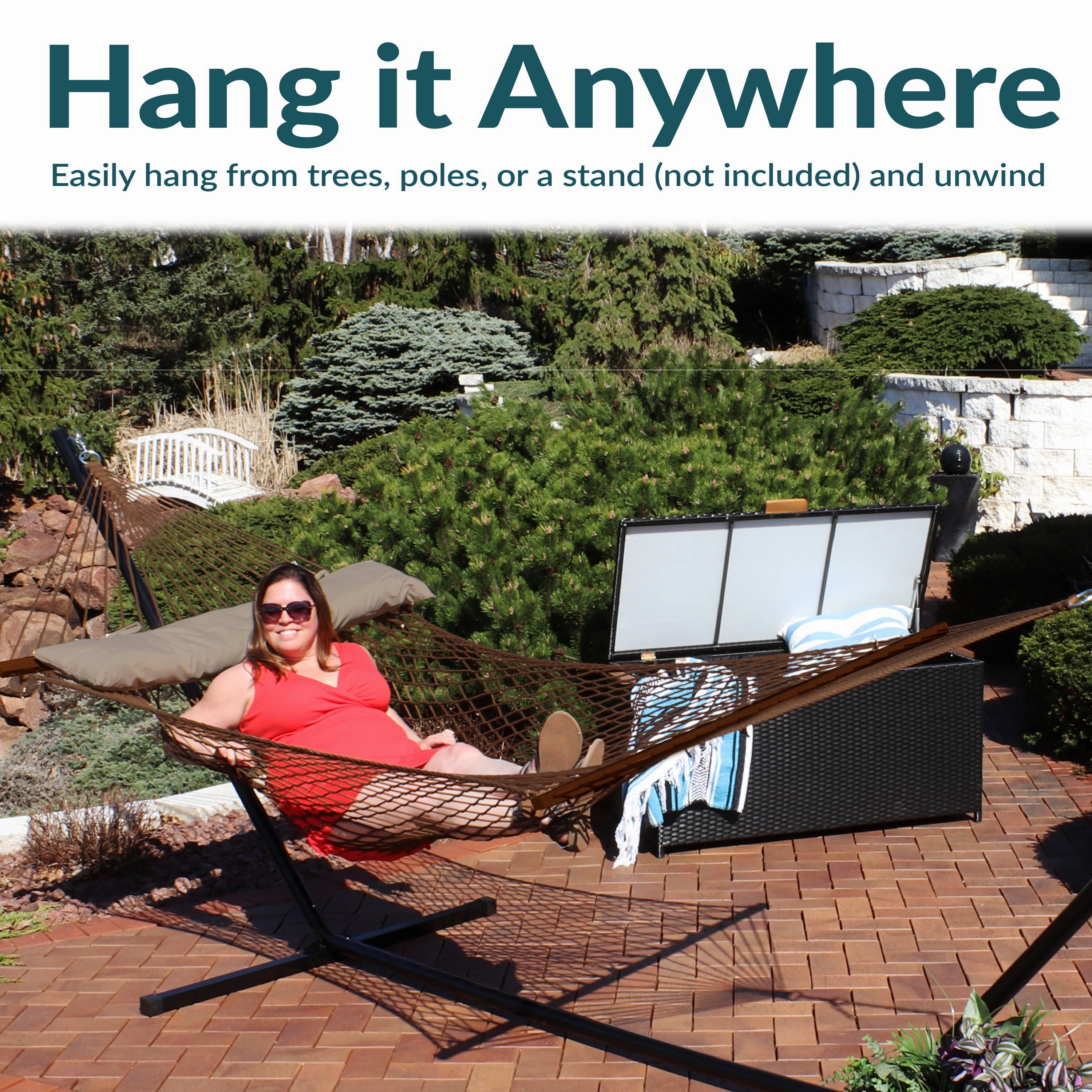 Sunnydaze Double Wide 2-Person Spreader Bar Rope Hammock