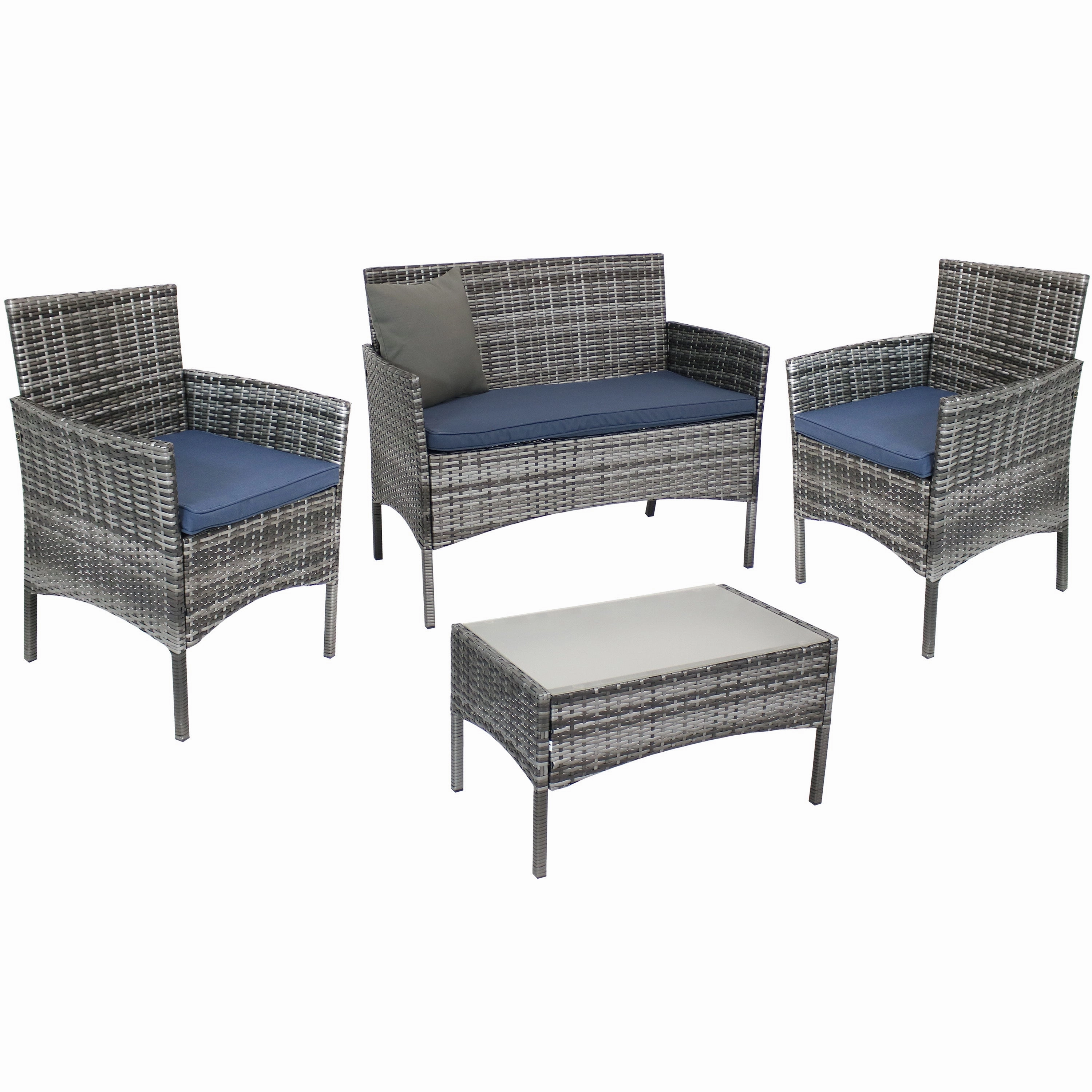 Sunnydaze Dunmore 4-Piece Patio Conversation Set with Cushionsoutdoor patio furniture set