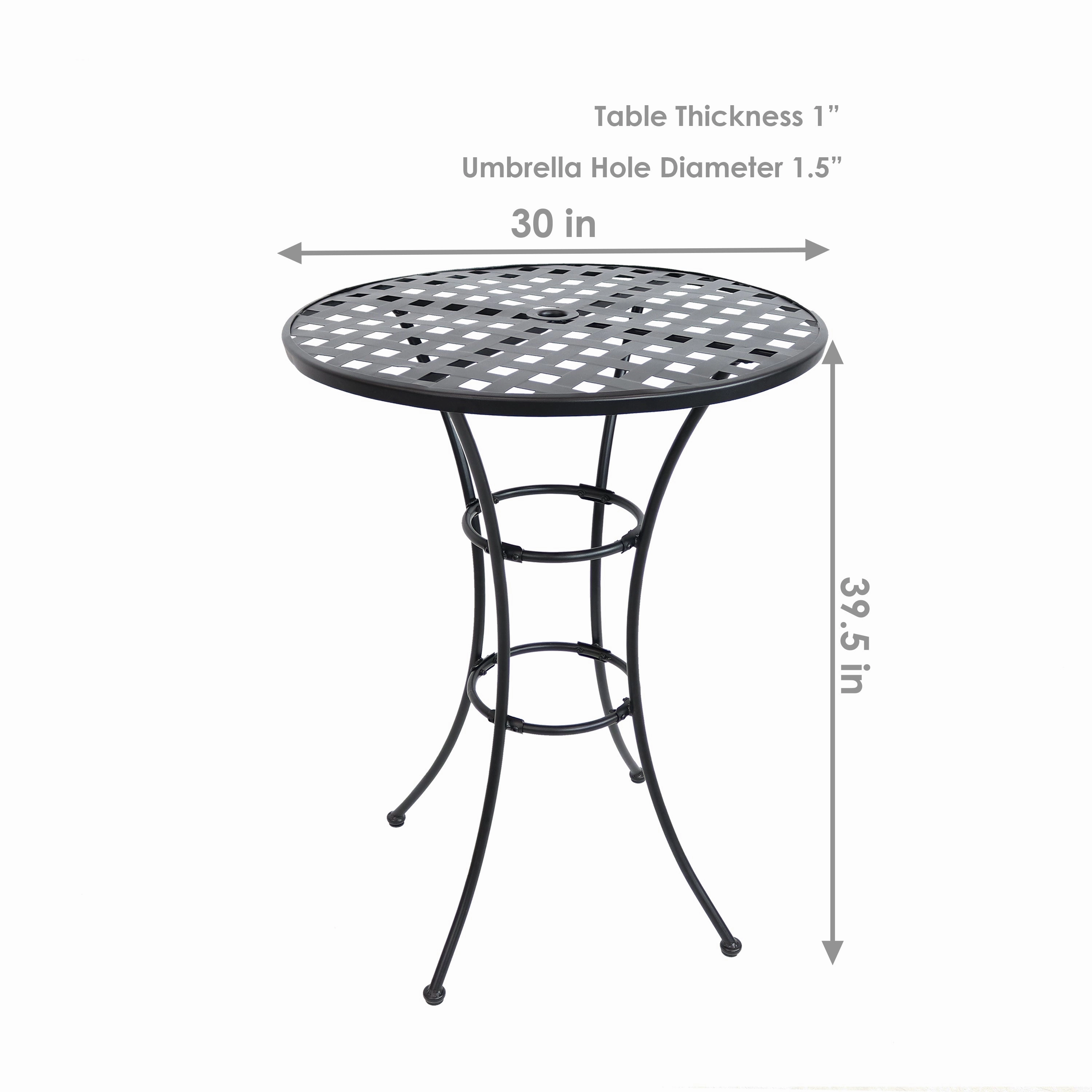 Sunnydaze Elegant Round Black Wrought Iron Bar Table - 30" Diameter