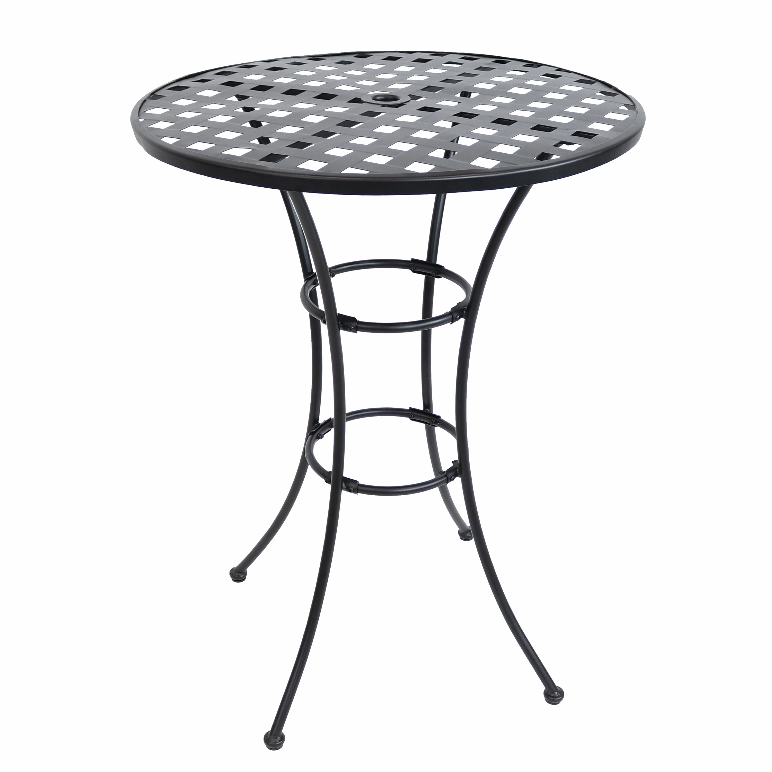 Sunnydaze Elegant Round Black Wrought Iron Bar Table - 30" Diameteroutdoor patio furniture set