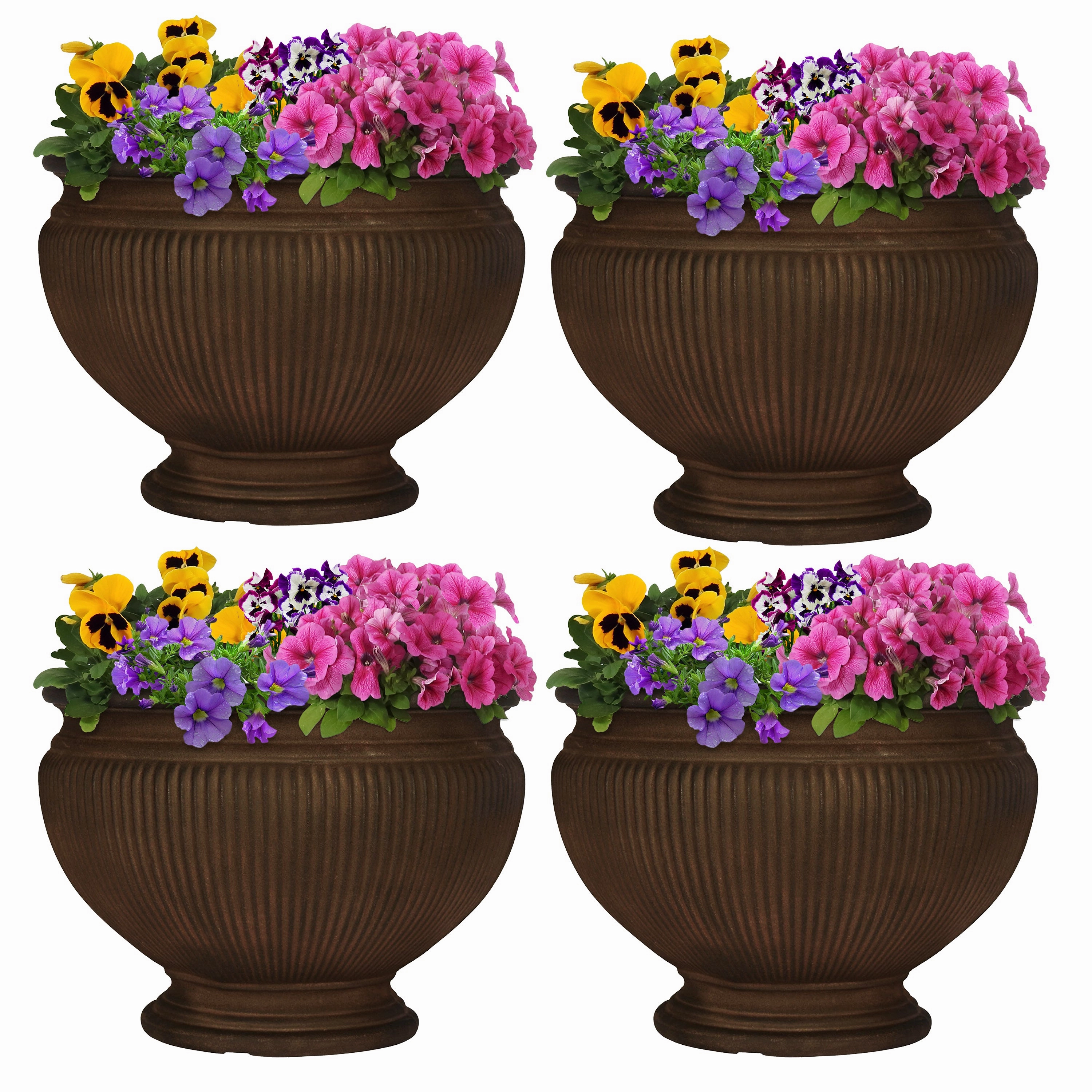 Sunnydaze Elizabeth Ribbed Outdoor Garden Planter Urn - Rust - 15"