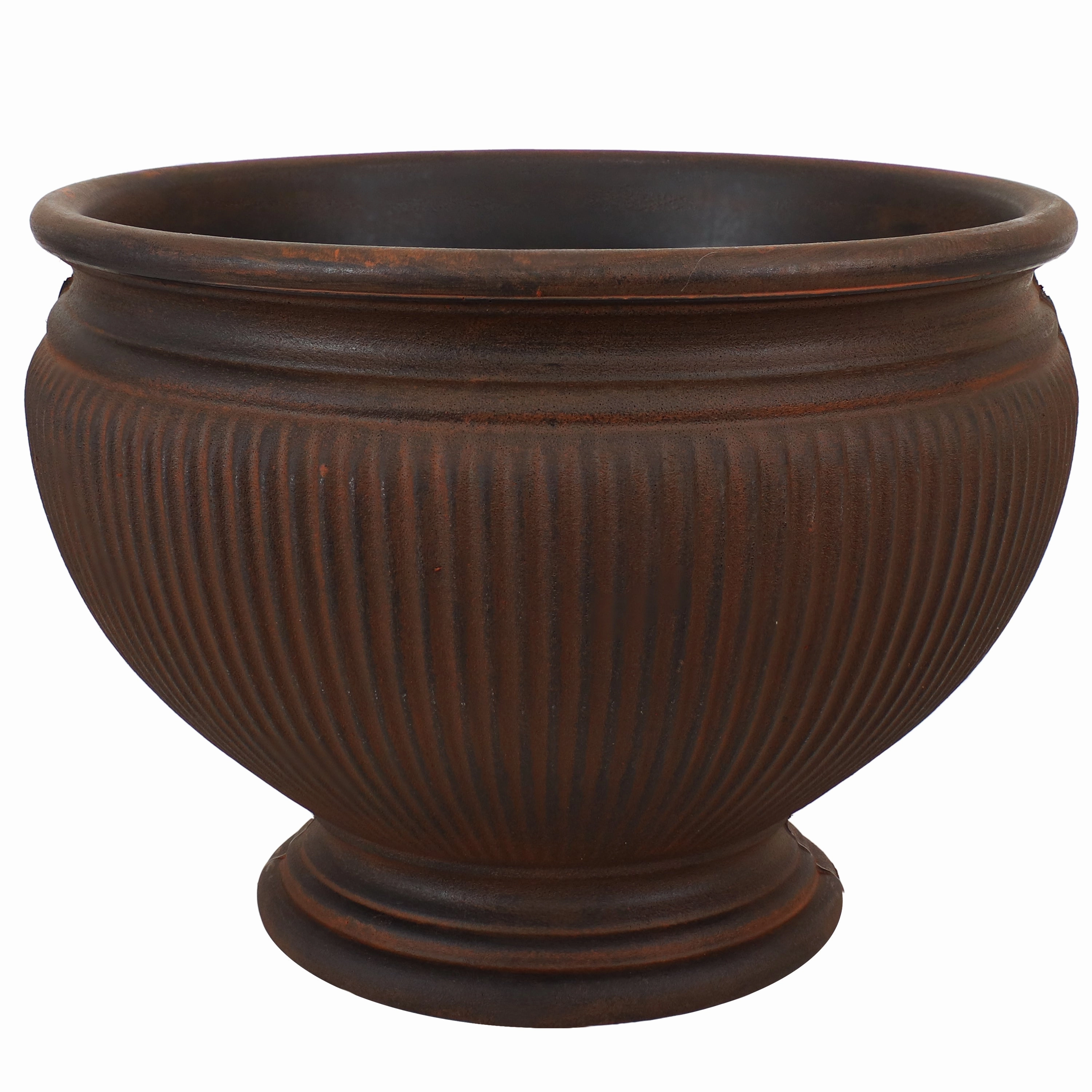 Sunnydaze Elizabeth Ribbed Outdoor Garden Planter Urn - Rust - 15"