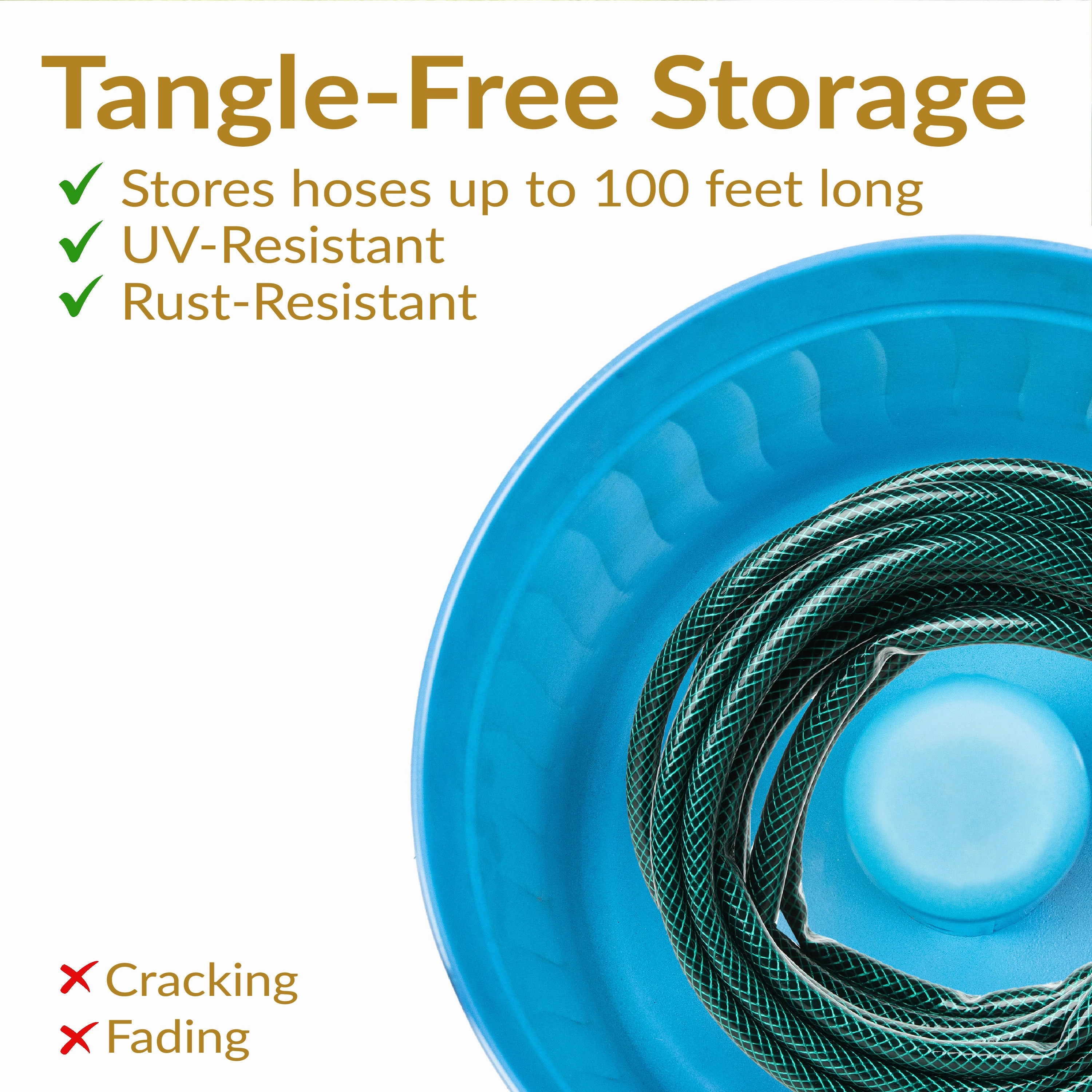 Sunnydaze Embossed Metal Garden Hose Holder Pot with Lid - Blue Patina