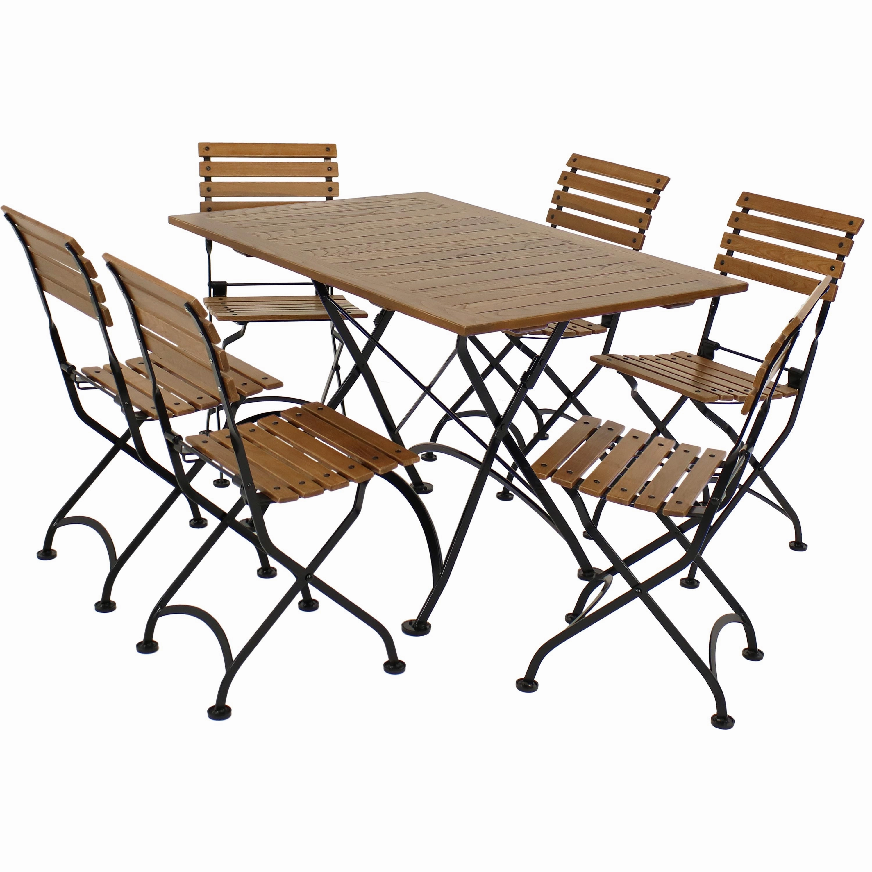 Sunnydaze Essential European Chestnut Wood 7-Piece Folding Table and Chairs Setoutdoor patio furniture set