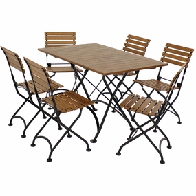Sunnydaze Essential European Chestnut Wood 7-Piece Folding Table and Chairs Setoutdoor patio furniture set