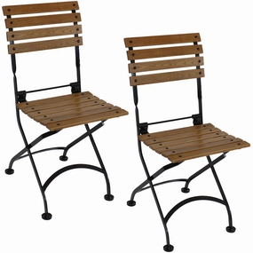 Sunnydaze European Chestnut Wooden Folding Bistro Side Chairoutdoor patio furniture set