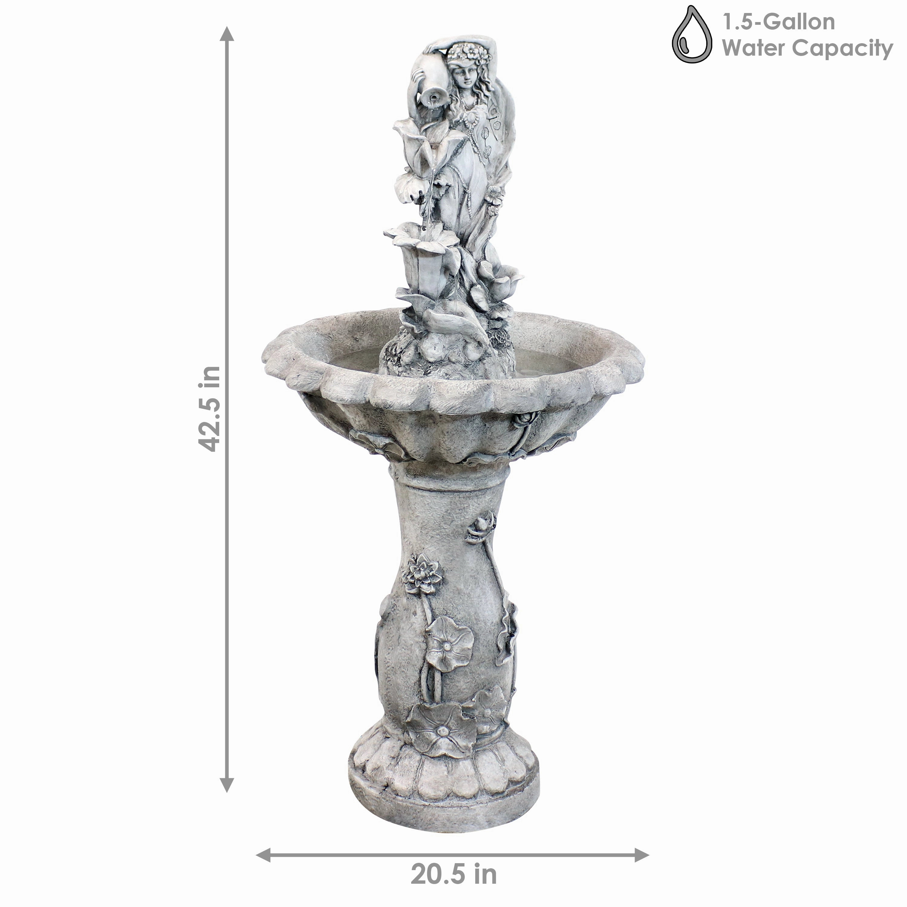 Sunnydaze Fairy Flower Solar Outdoor Fountain with Battery Backup - 42.5"