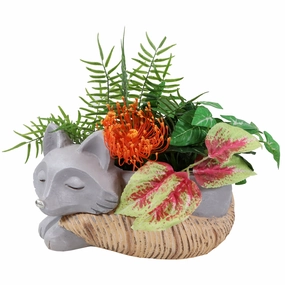 Sunnydaze Finley the Fox Indoor Planter Statue - 8" decorative outdoor planter box designs
