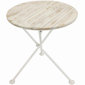 Sunnydaze French Country European Chestnut White Bistro Table - 28" Roundoutdoor patio furniture set