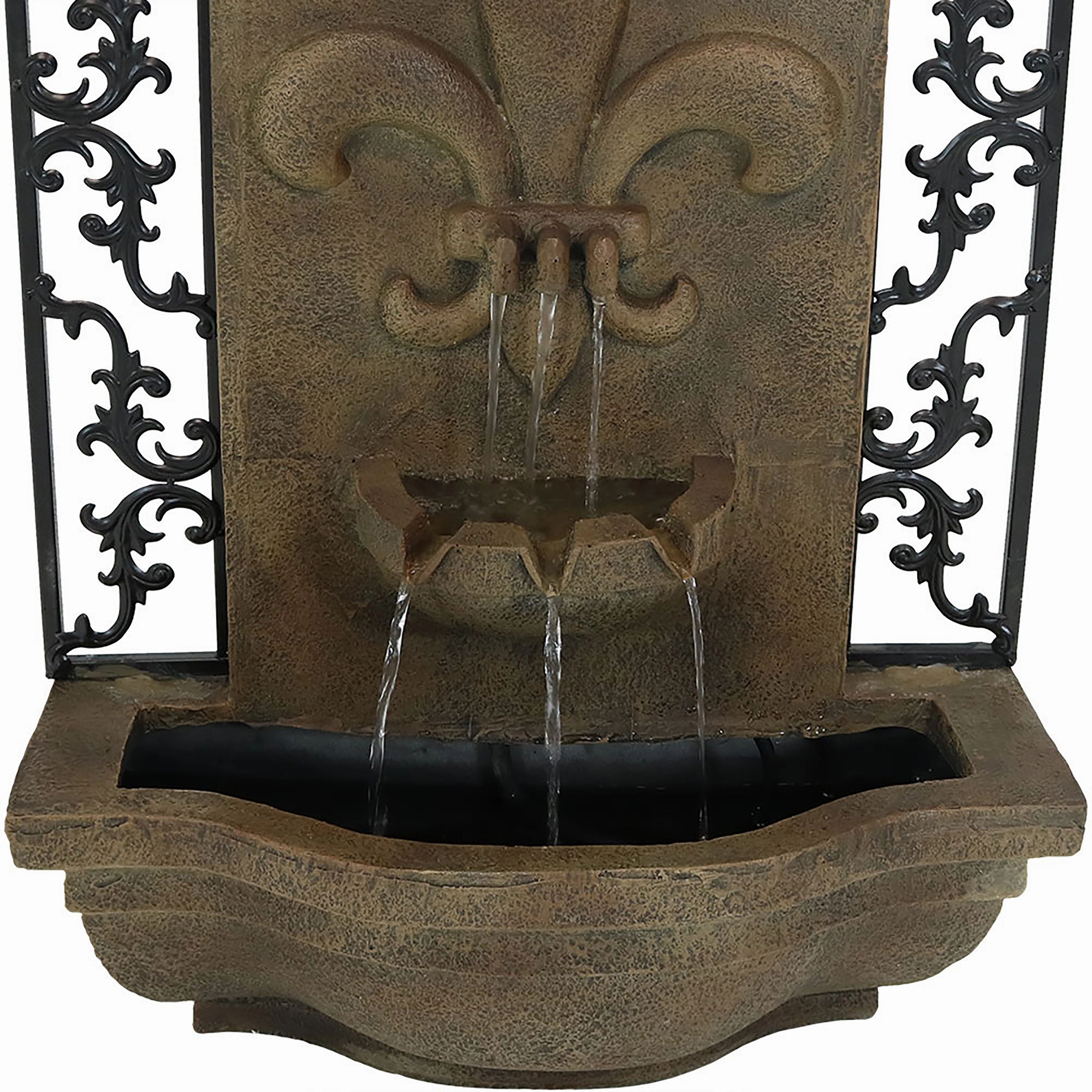 Sunnydaze French Lily Outdoor Wall Fountain with Submersible Pump