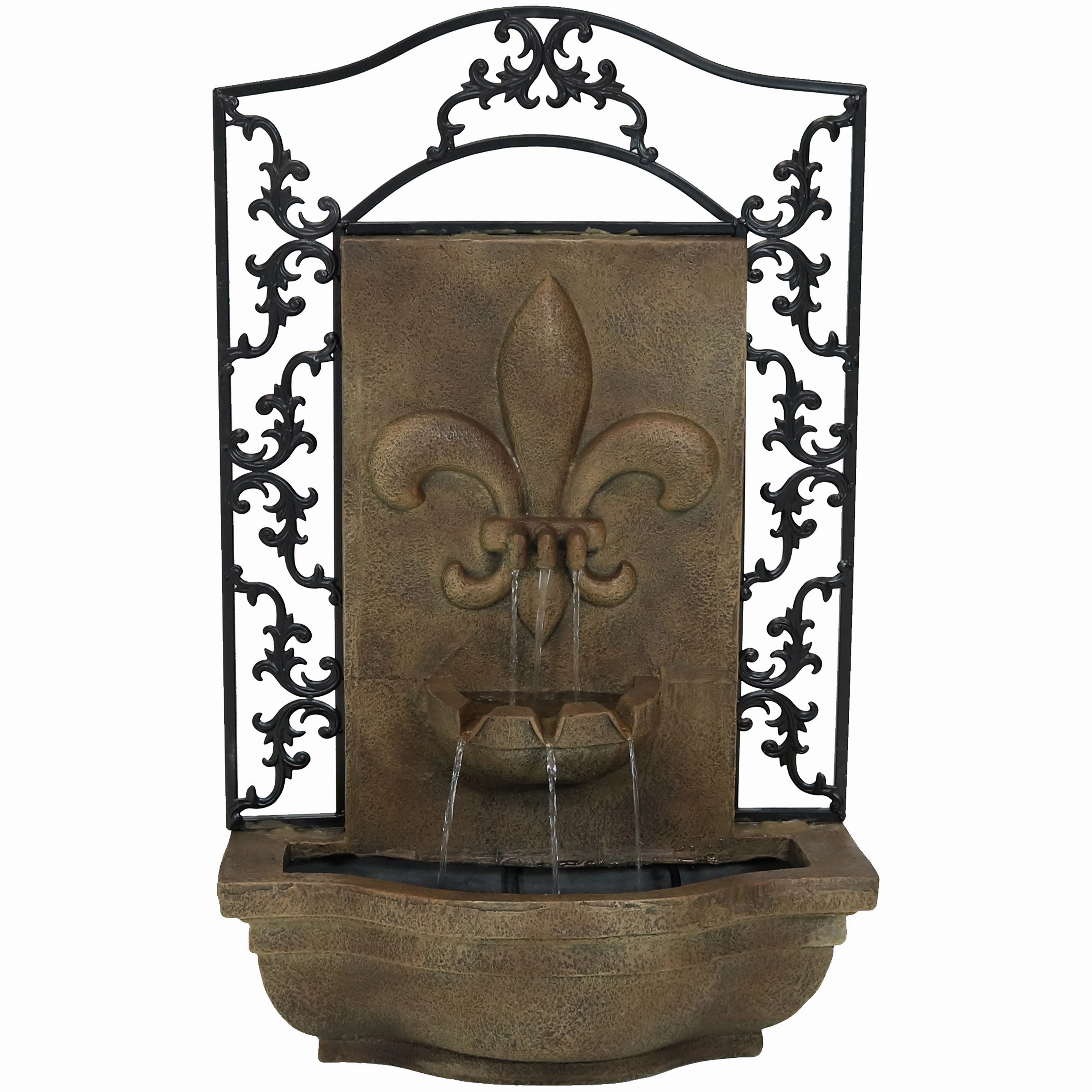 Sunnydaze French Lily Outdoor Wall Fountain with Submersible Pump