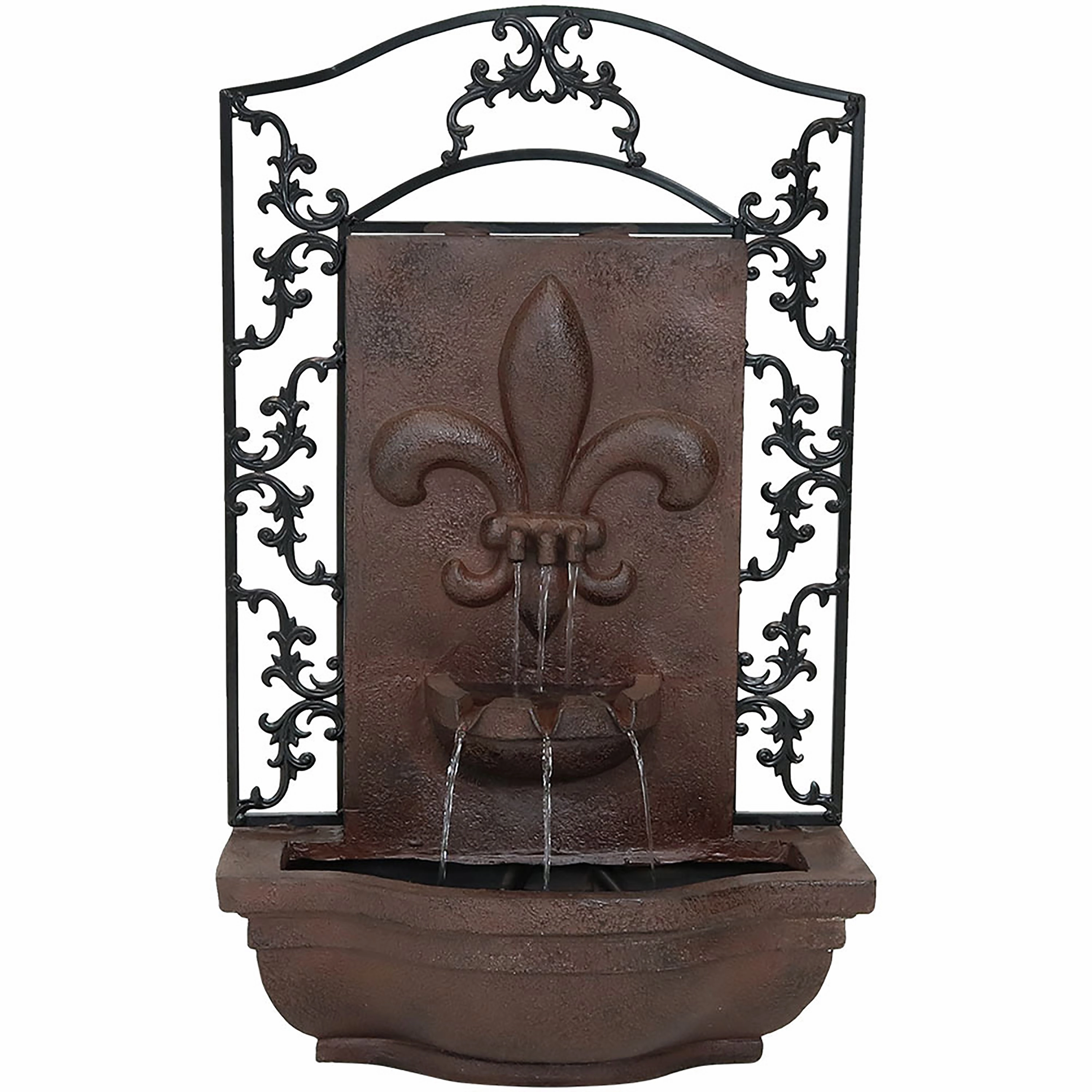 Sunnydaze French Lily Outdoor Wall Fountain with Submersible Pumpoutdoor garden water fountain