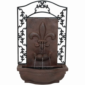 Sunnydaze French Lily Outdoor Wall Fountain with Submersible Pumpoutdoor garden water fountain