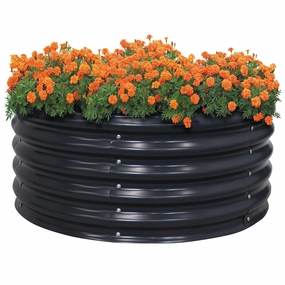Sunnydaze Galvalume Steel Round Raised Garden Bed - 17.25" H decorative outdoor planter box designs