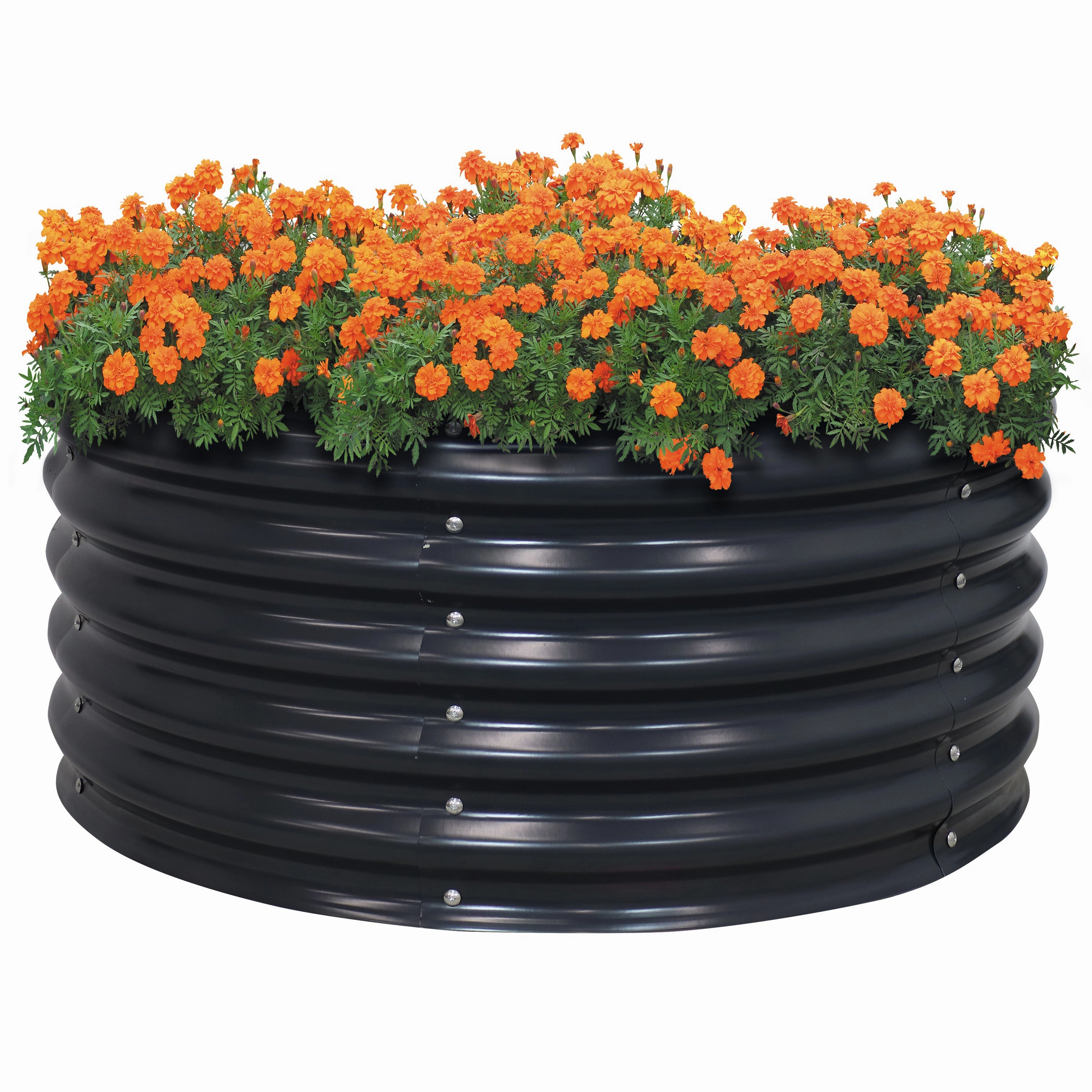 Sunnydaze Galvalume Steel Round Raised Garden Bed - 17.25" H decorative outdoor planter box designs