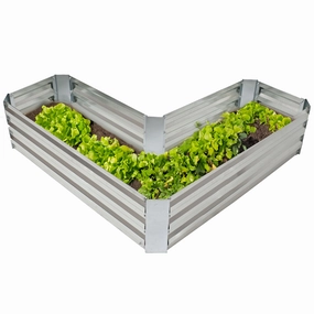 Sunnydaze Galvanized Steel L-Shaped Raised Garden Bed decorative outdoor planter box designs