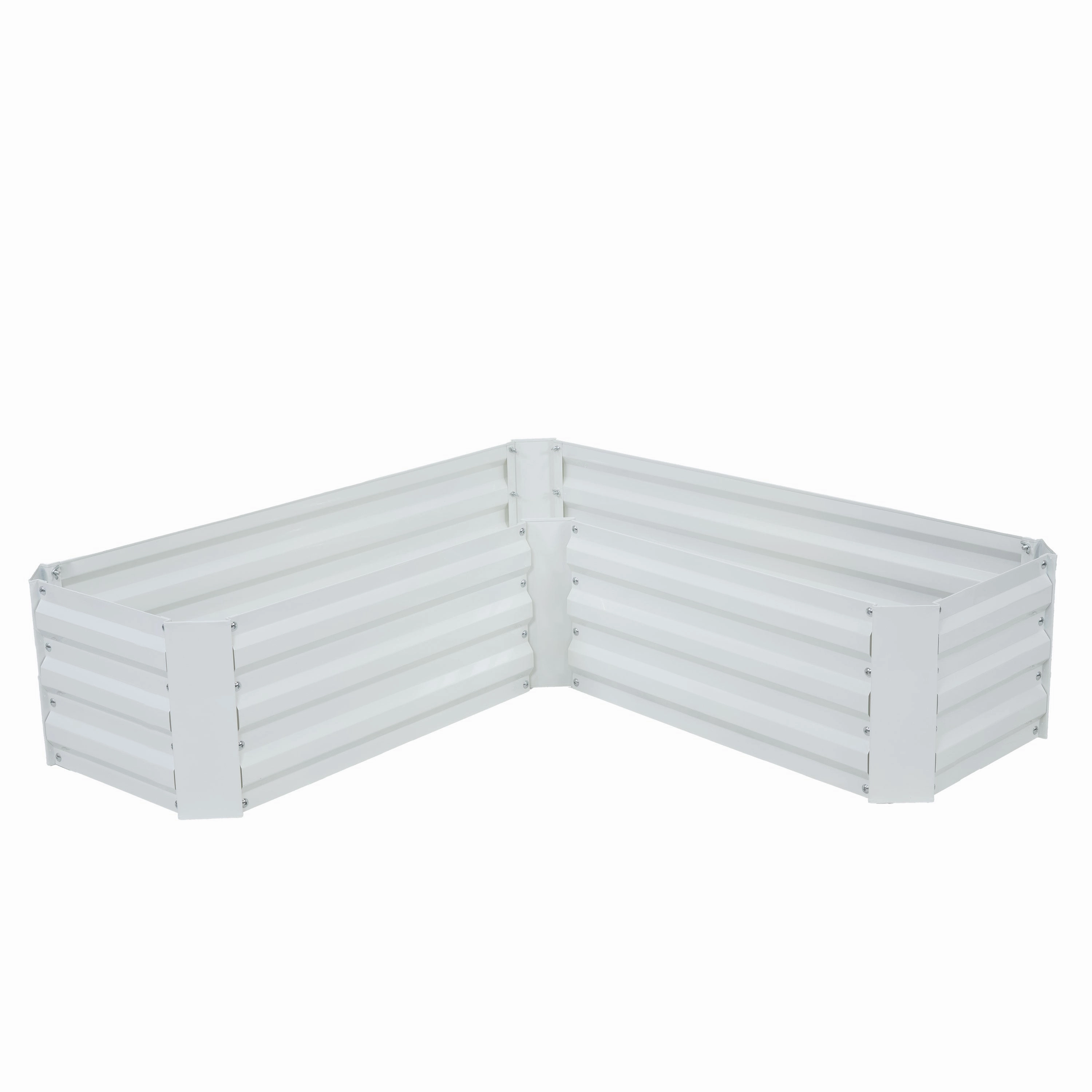 Sunnydaze Galvanized Steel L-Shaped Raised Garden Bed
