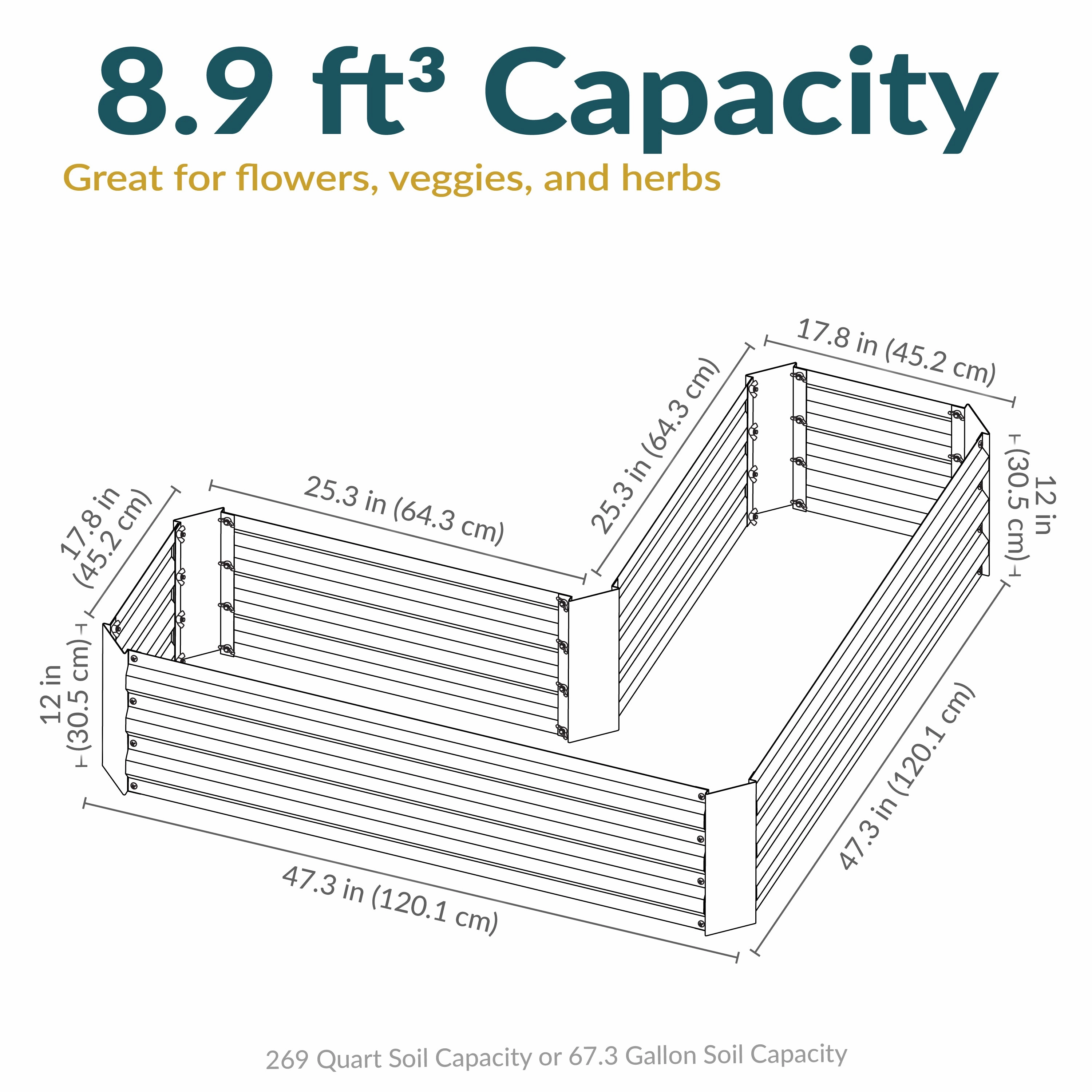 Sunnydaze Galvanized Steel L-Shaped Raised Garden Bed