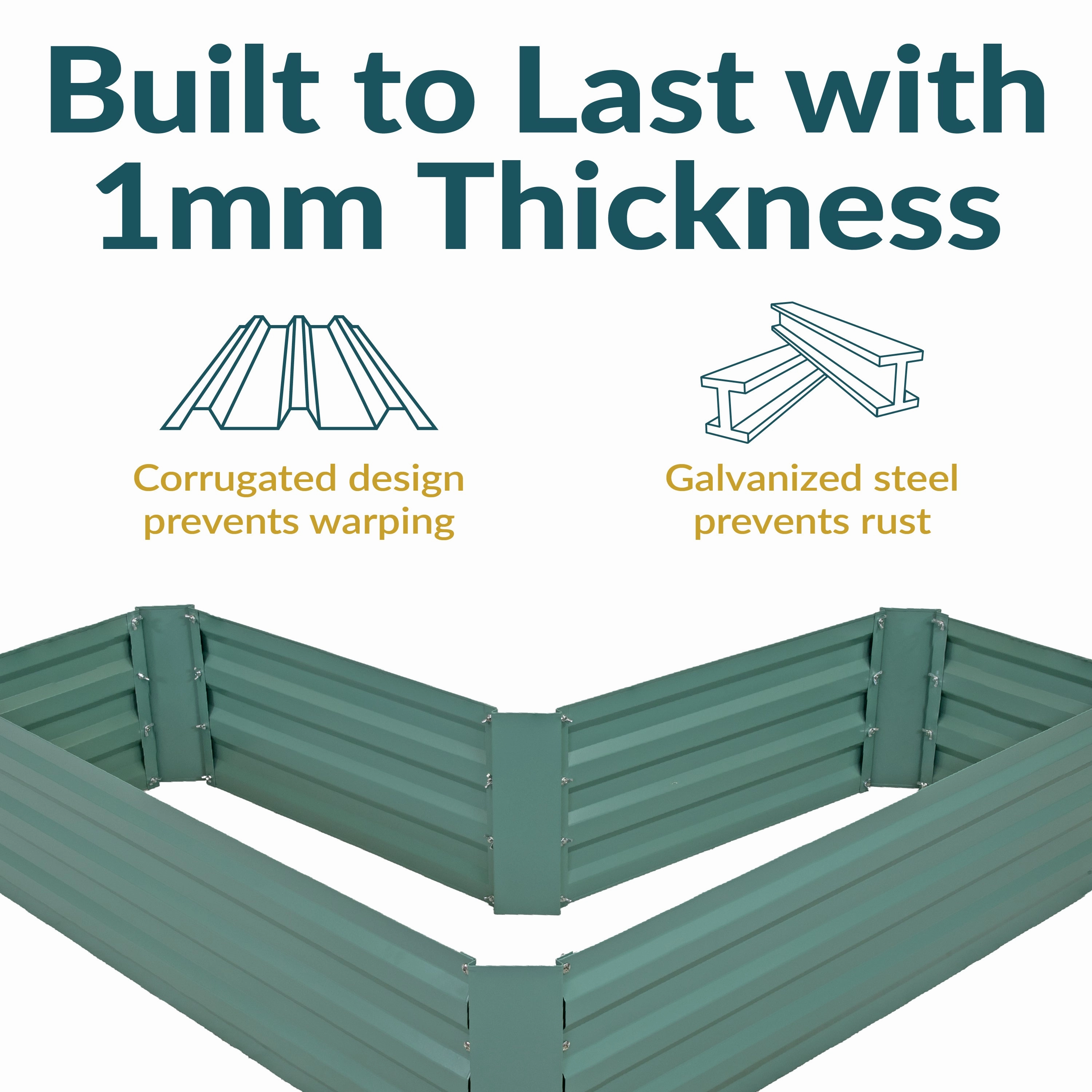 Sunnydaze Galvanized Steel L-Shaped Raised Garden Bed