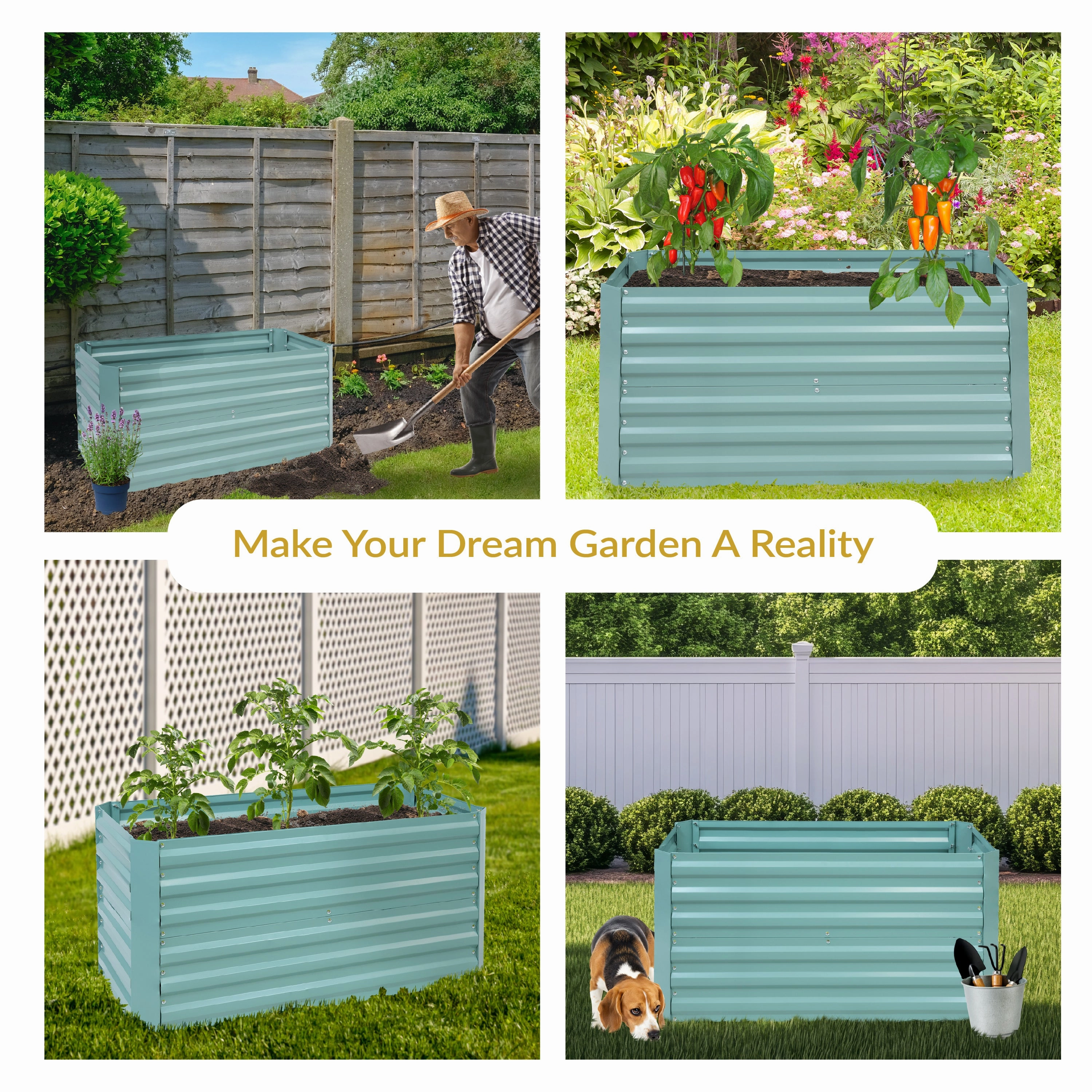 Sunnydaze Galvanized Steel Raised Garden Bed