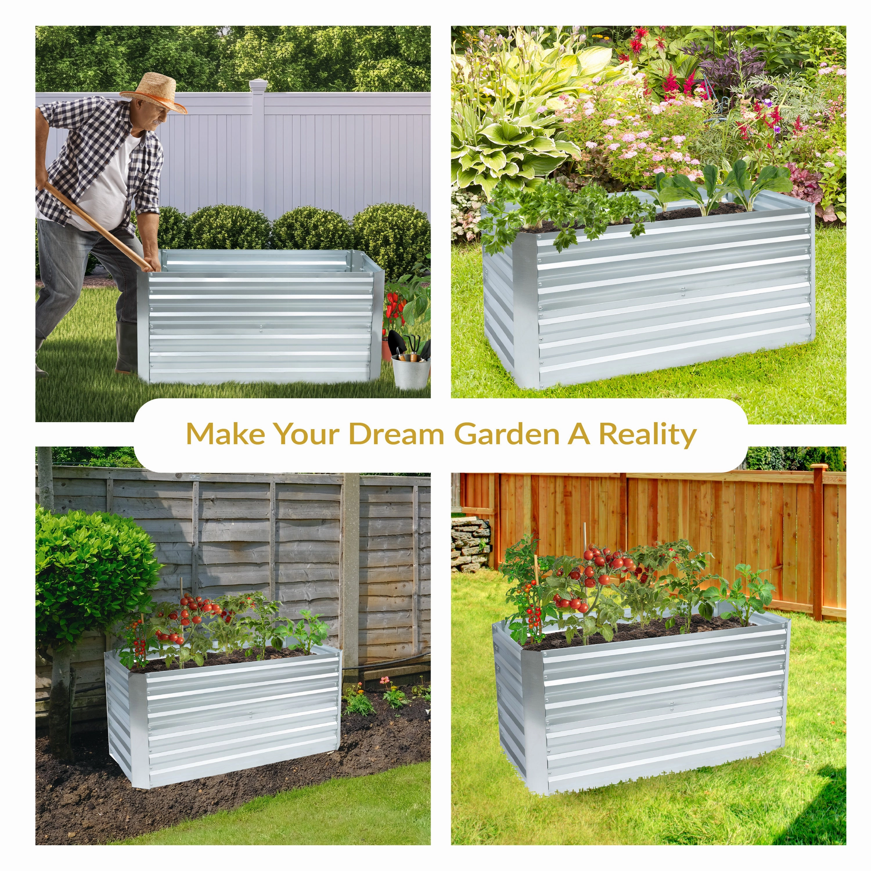 Sunnydaze Galvanized Steel Raised Garden Bed