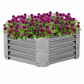 Sunnydaze Galvanized Steel Raised Garden Bed - Hexagon decorative outdoor planter box designs