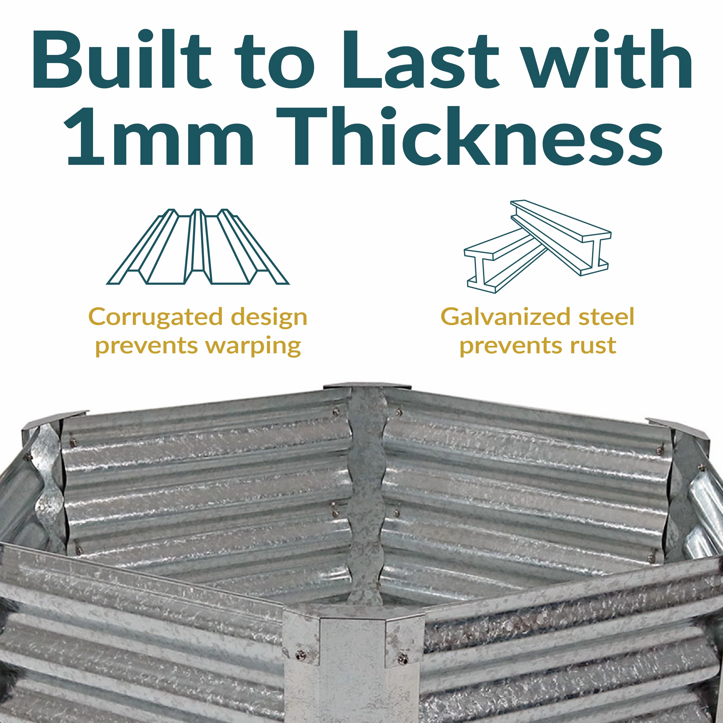 Sunnydaze Galvanized Steel Raised Garden Bed - Hexagon