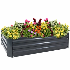 Sunnydaze Galvanized Steel Raised Garden Bed - Rectangle - 48" decorative outdoor planter box designs