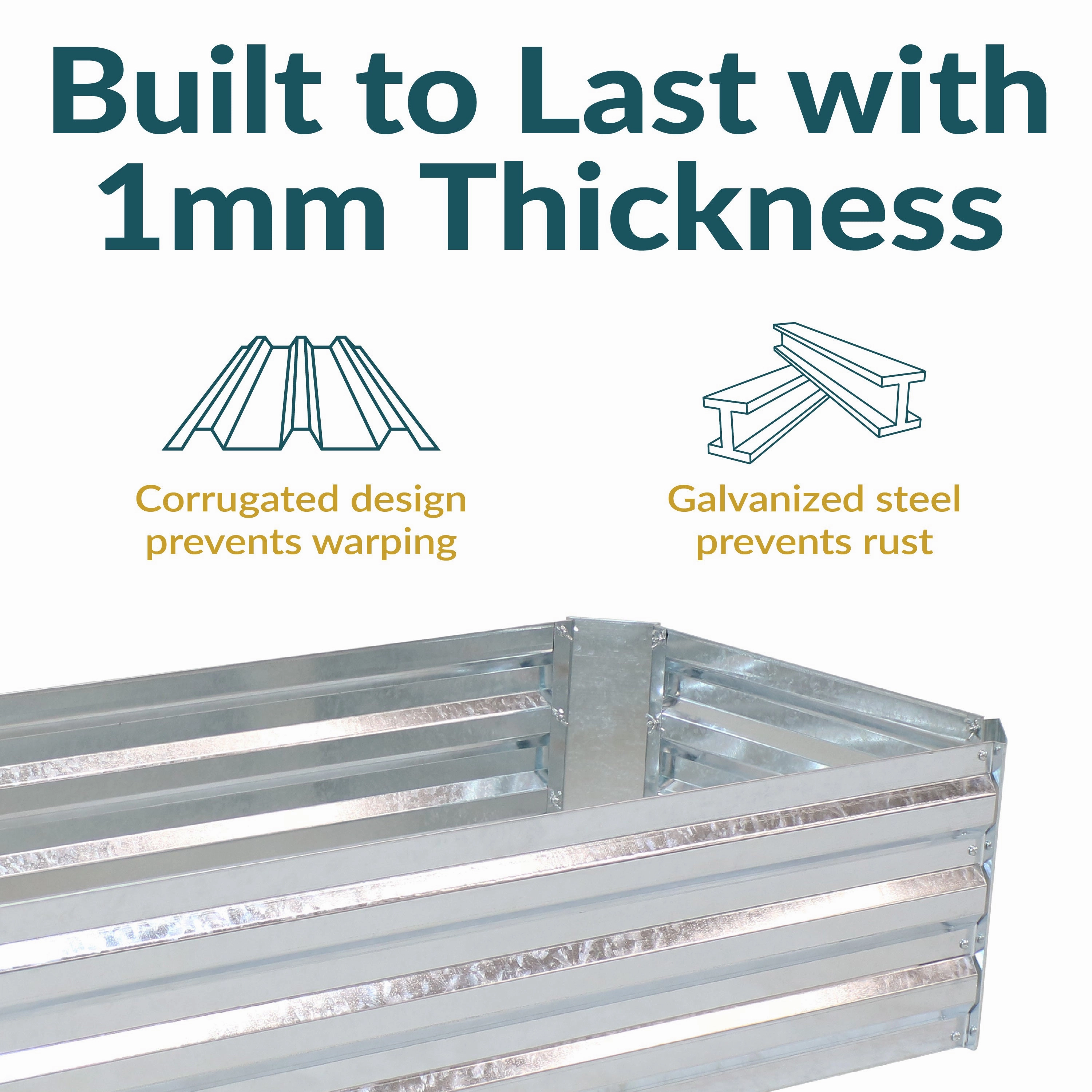 Sunnydaze Galvanized Steel Raised Garden Bed - Rectangle - 48"