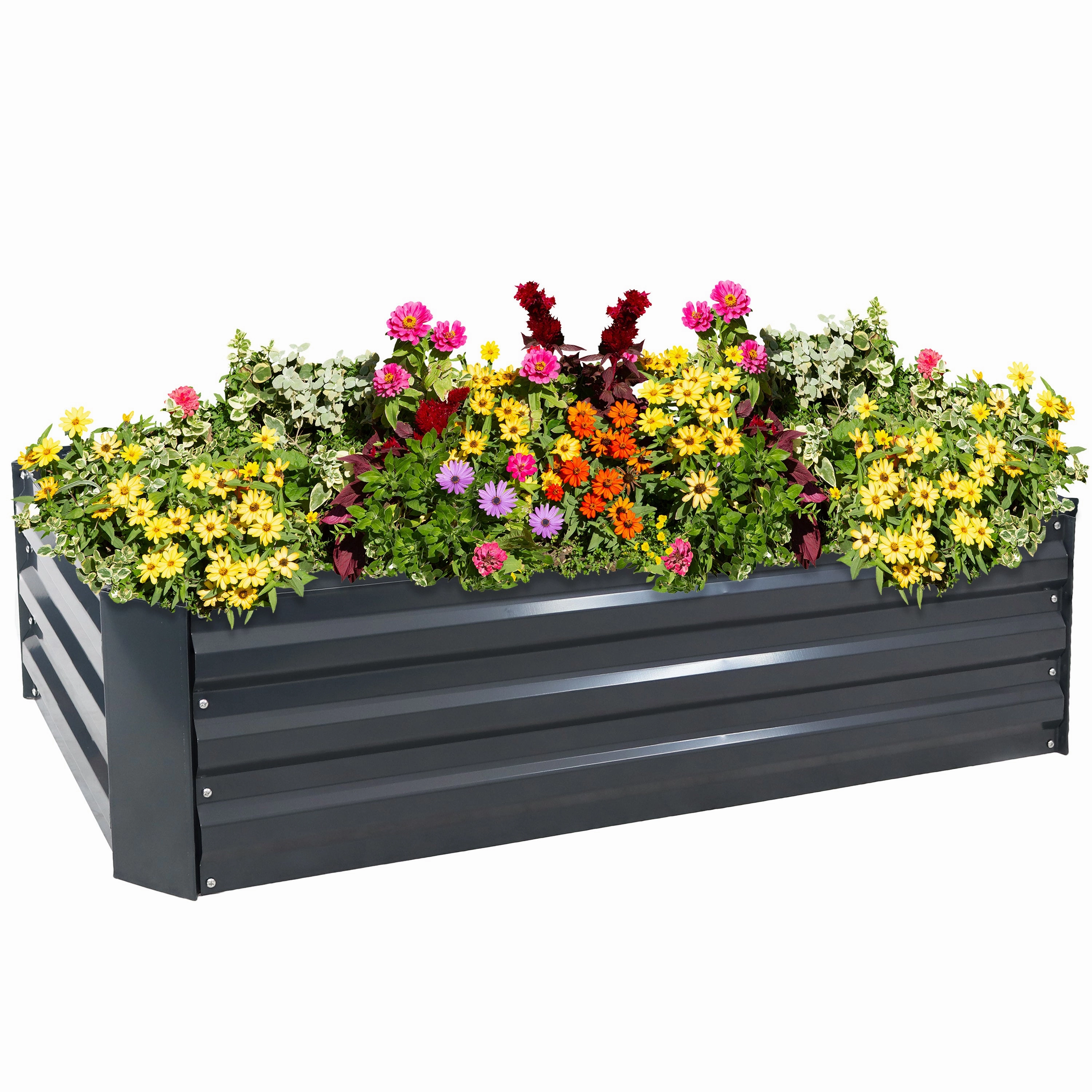 Sunnydaze Galvanized Steel Raised Garden Bed - Rectangle - 48" decorative outdoor planter box designs