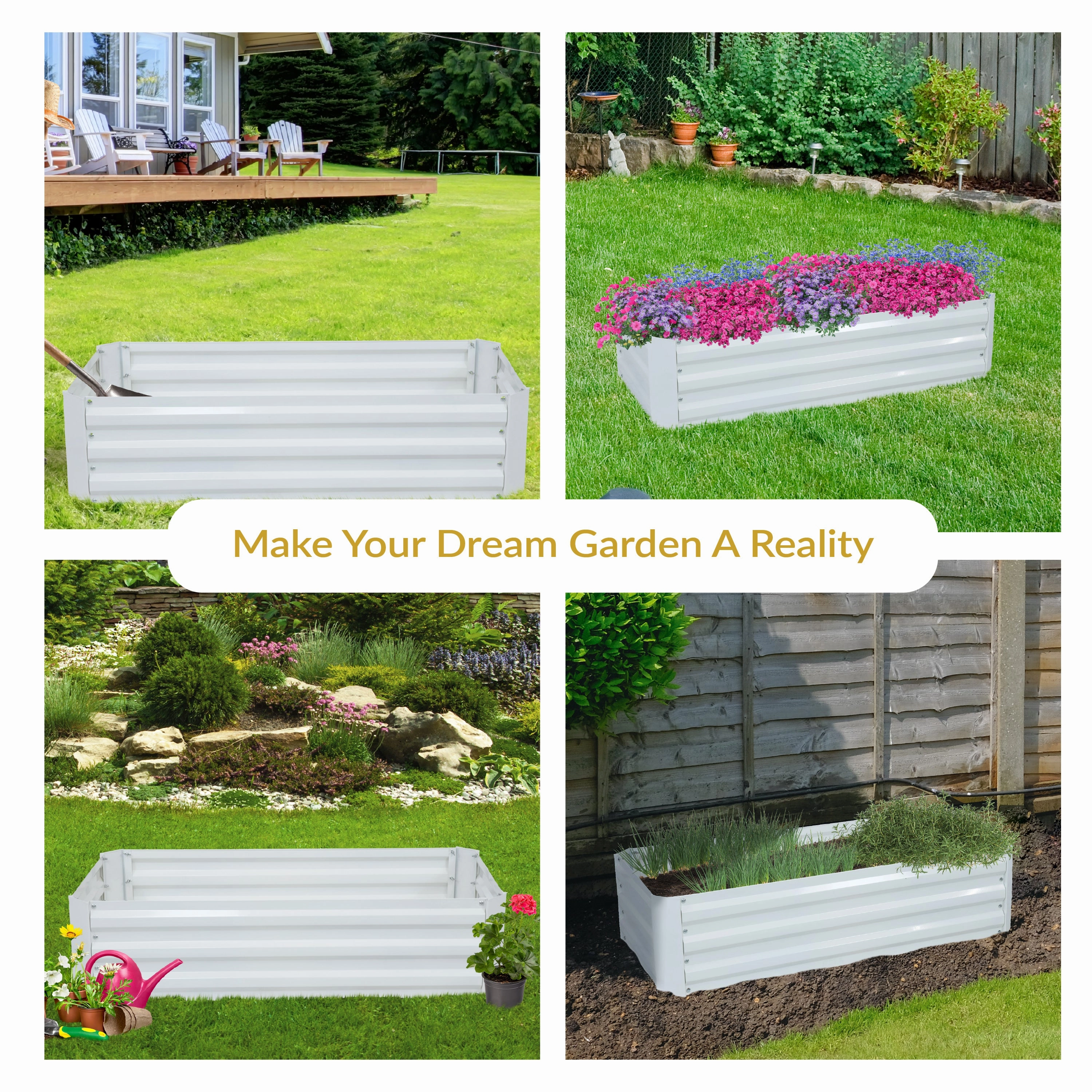 Sunnydaze Galvanized Steel Raised Garden Bed